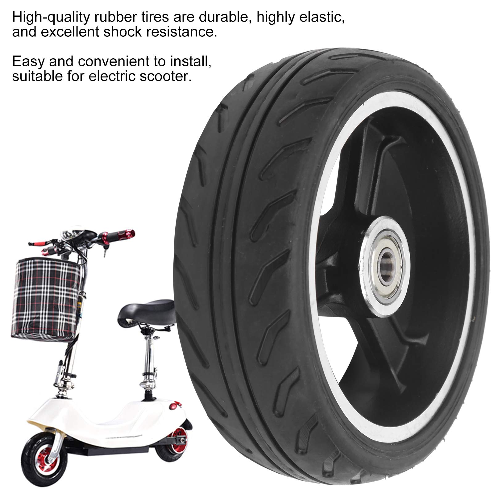 5 Inch Solid Rubber Tires for Electric Scooter - Anti-Skid Replacement Wheels with Rim Set | Durable E-Scooter Tire Upgrade for Commuting & Urban Travel
