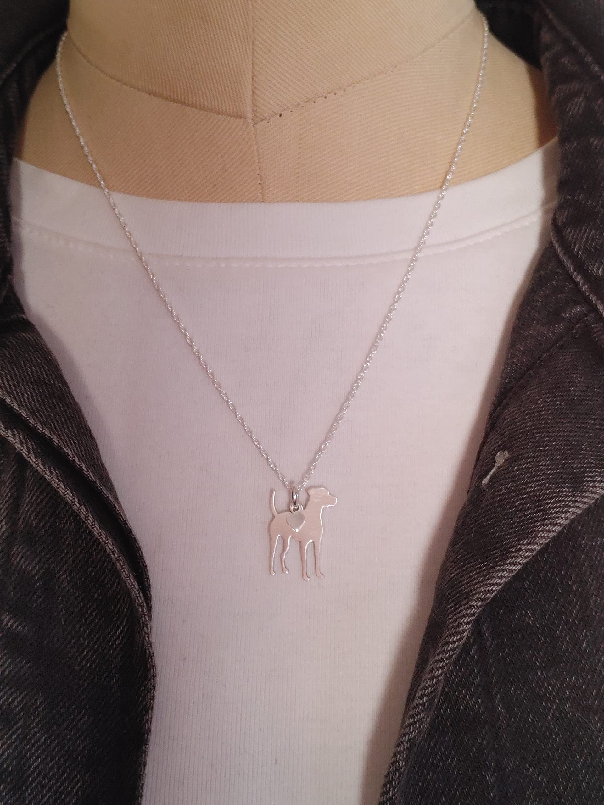 Sterling Silver Dog Charm Necklace for Pet Lovers - Catahoula Heart Pendant