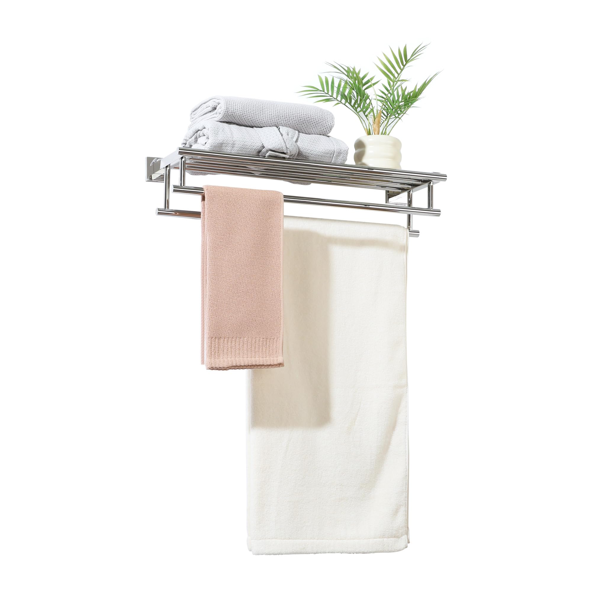 Stainless Steel Towel Rack - 20 Inch Double Bar Wall Mounted Bathroom Towel Holder - SUS 304 Polished Chrome - Perfect for Bathroom, Lavatory & Spa Decor