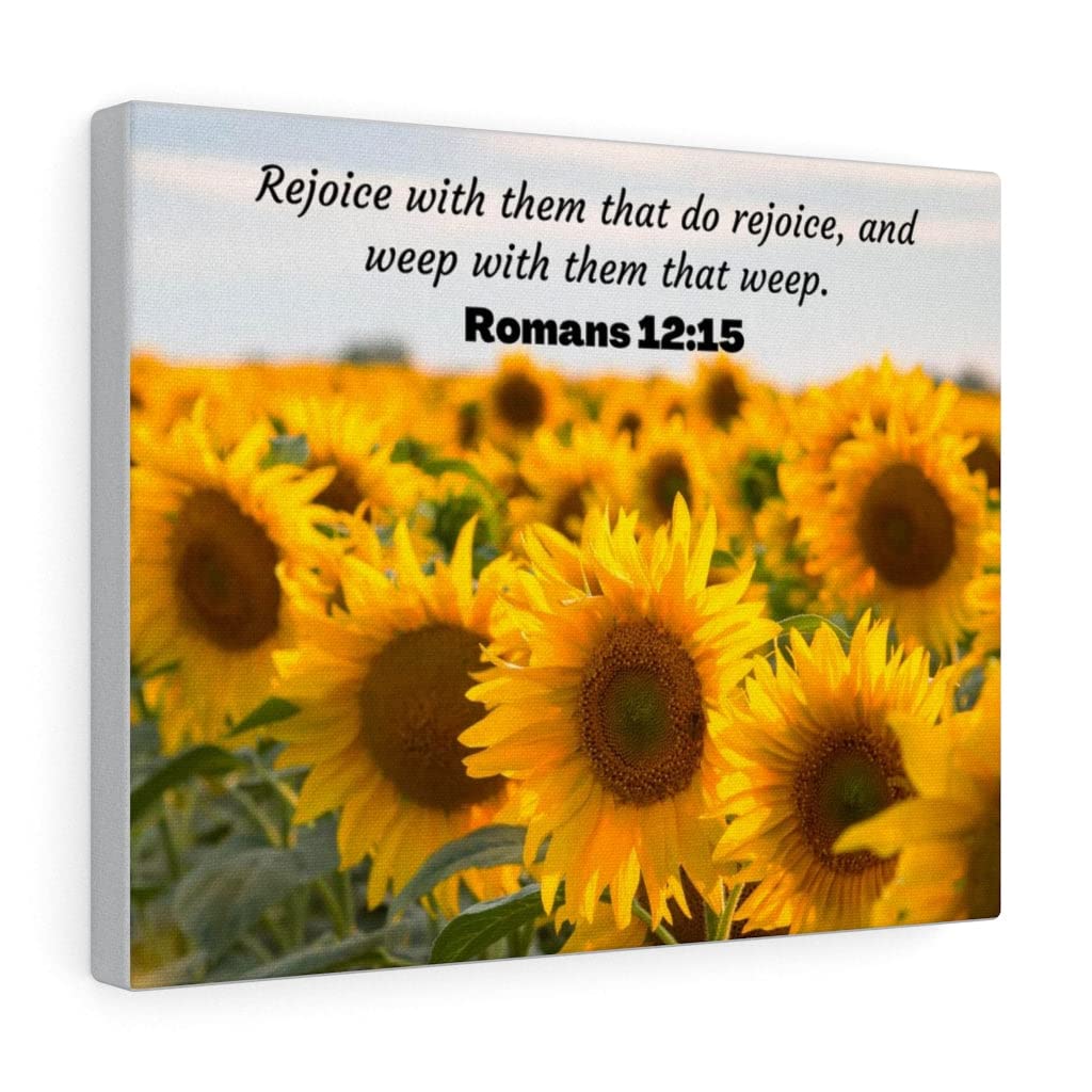 Sunflower Christian Wall Art with Romans 12:15 Bible Verse - Ready to Hang Scripture Home Decor for Living Room, Bedroom & Church - Express Your Love Gifts for Weddings, Baptisms & Christian Holidays