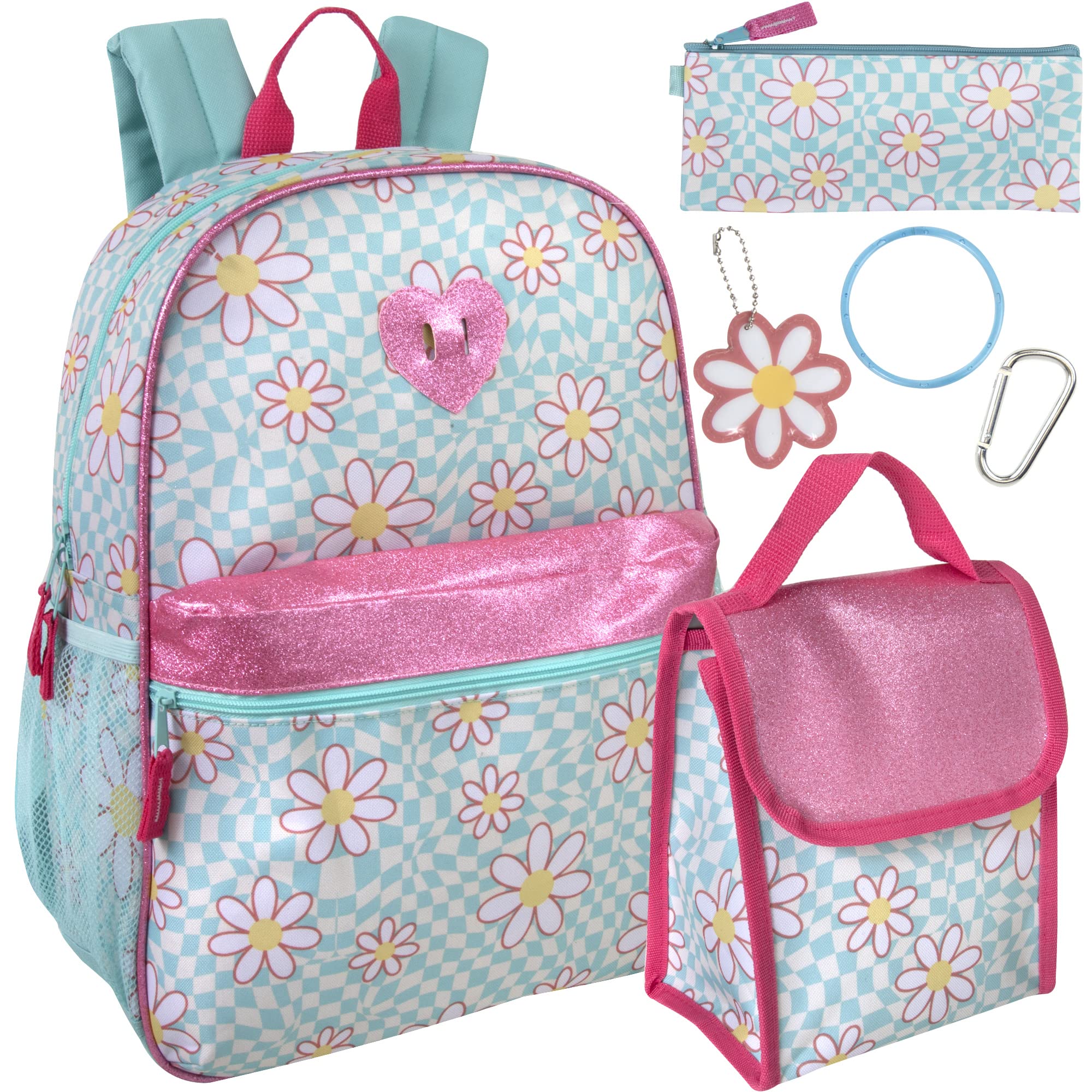 **Trail Maker 6-in-1 Girls Backpack Set with Lunch Bag, Pencil Case, Keychain & Accessories - Perfect for School, Travel & Outdoor Adventures**