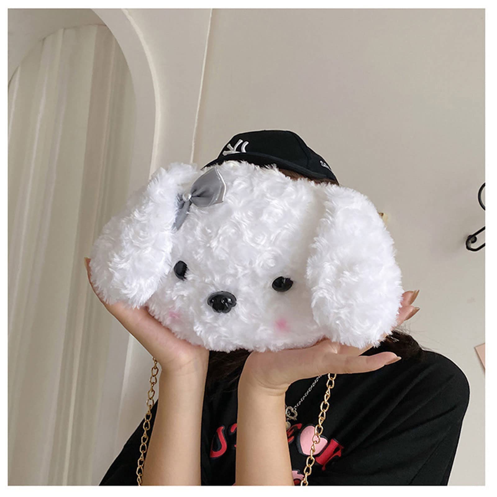 Cute Kawaii Animal Purse for Women - Fluffy Plush Lolita Crossbody Bag with Chain Strap - Perfect for School, Dating, and Casual Outings