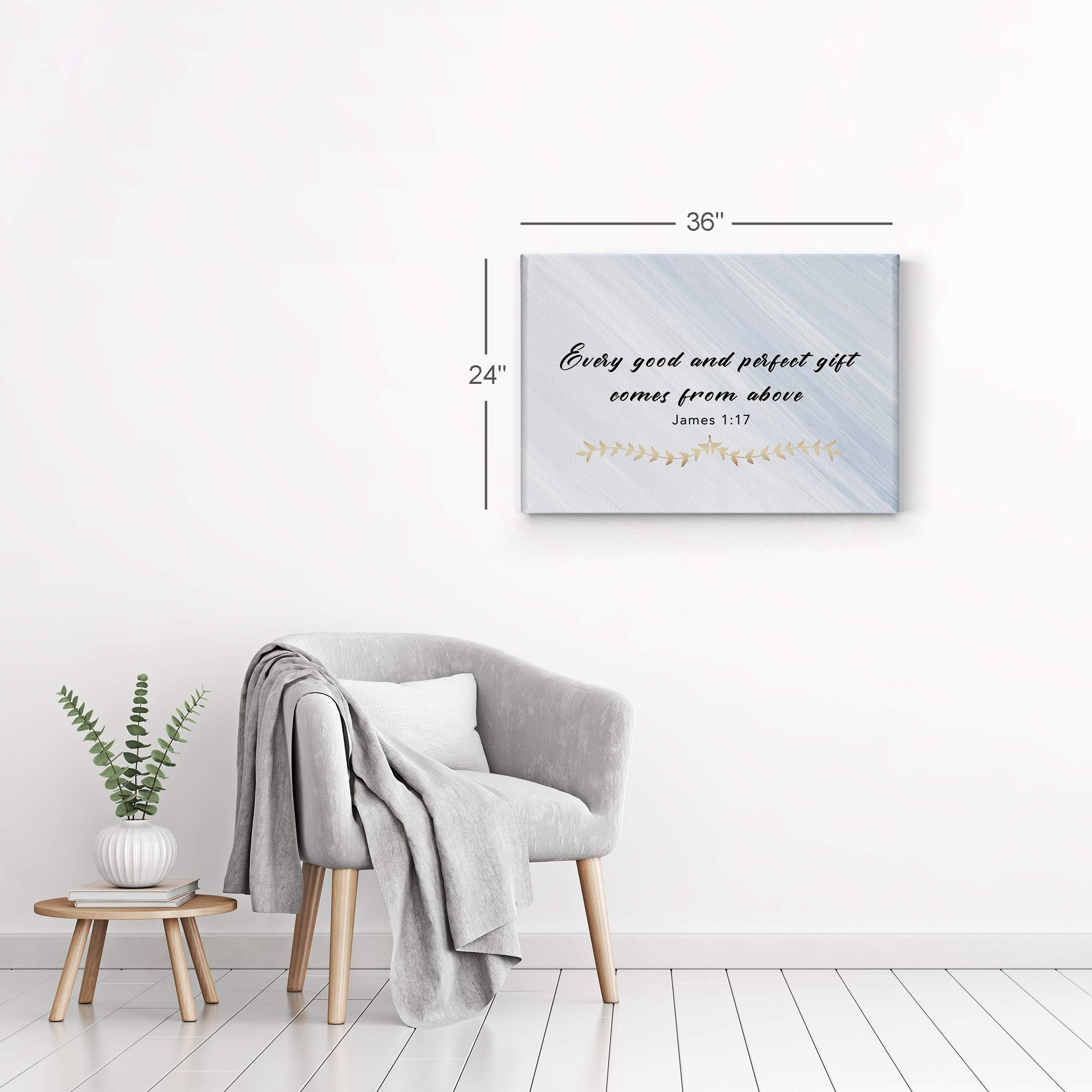 Smile Art Design James 1:17 Scripture Wall Art - 30x40 Inch Christian Canvas Print with Bible Verse, Religious Inspirational Gift for Home Decor (Made in USA, Ready to Hang) - Perfect for Church, Prayer Room & Christian Family Housewarming