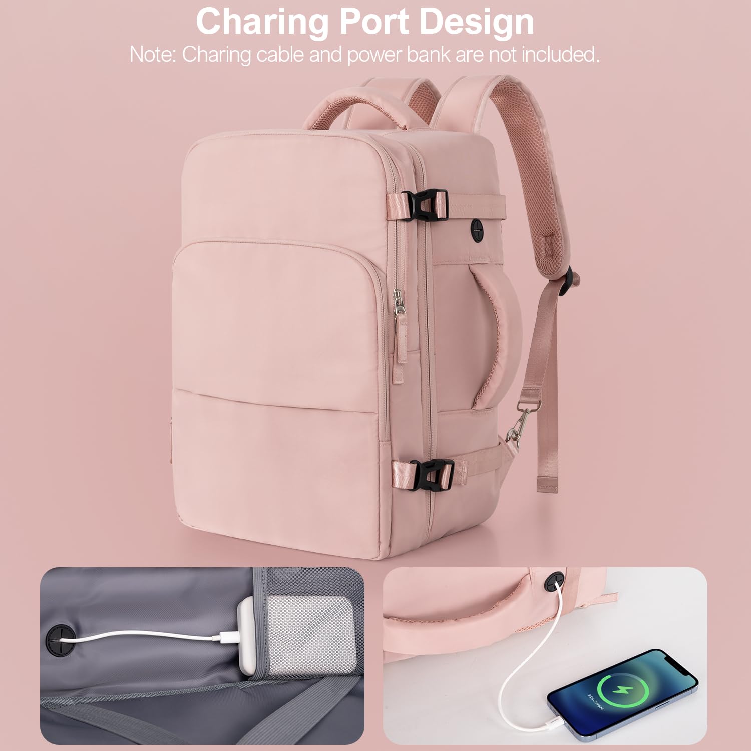 Women's Travel Backpack - Flight Approved Carry On Backpack with USB Charging Port | Lightweight Waterproof College Bookbag for Work, Commuting & Weekend Trips | Perfect for Business Travel, Campus Life & Daily Use