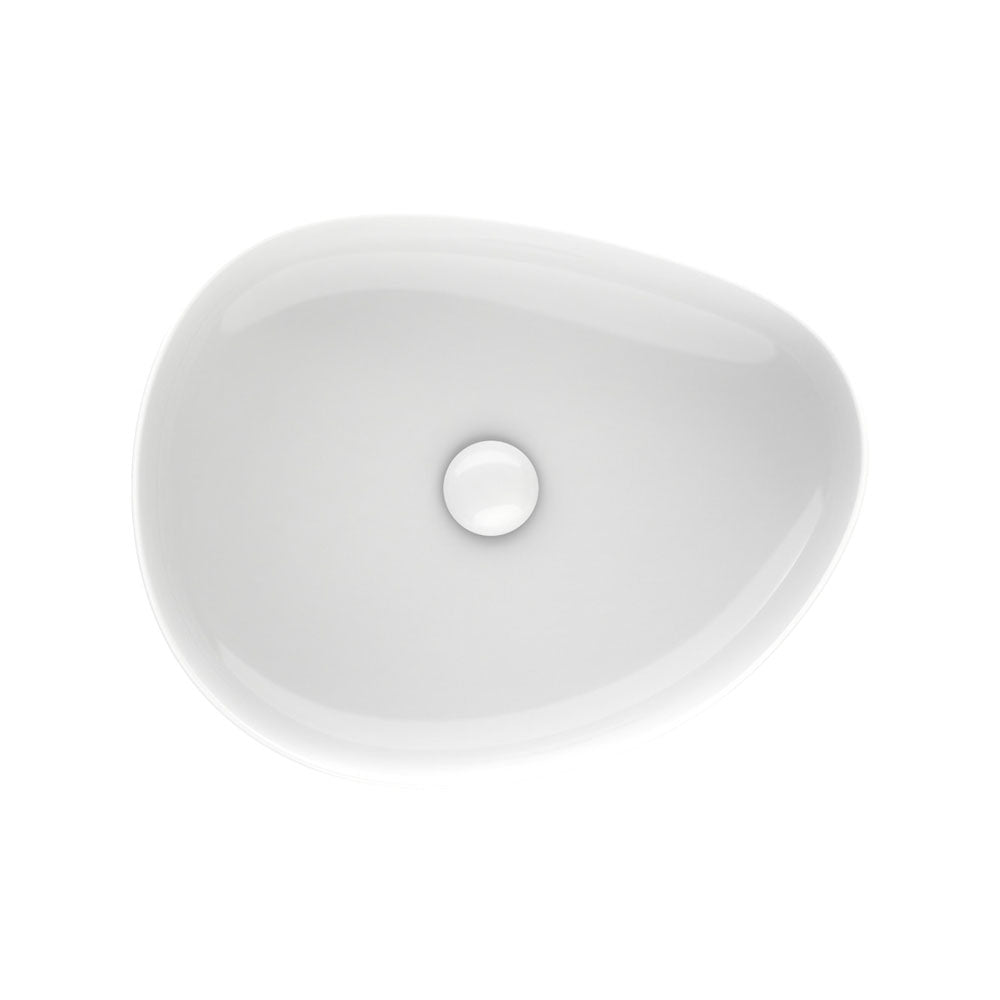 Fienza RB487 Pebble Medium Above Counter Bathroom Sink, Gloss White - Perfect for Modern Vanities and Powder Rooms