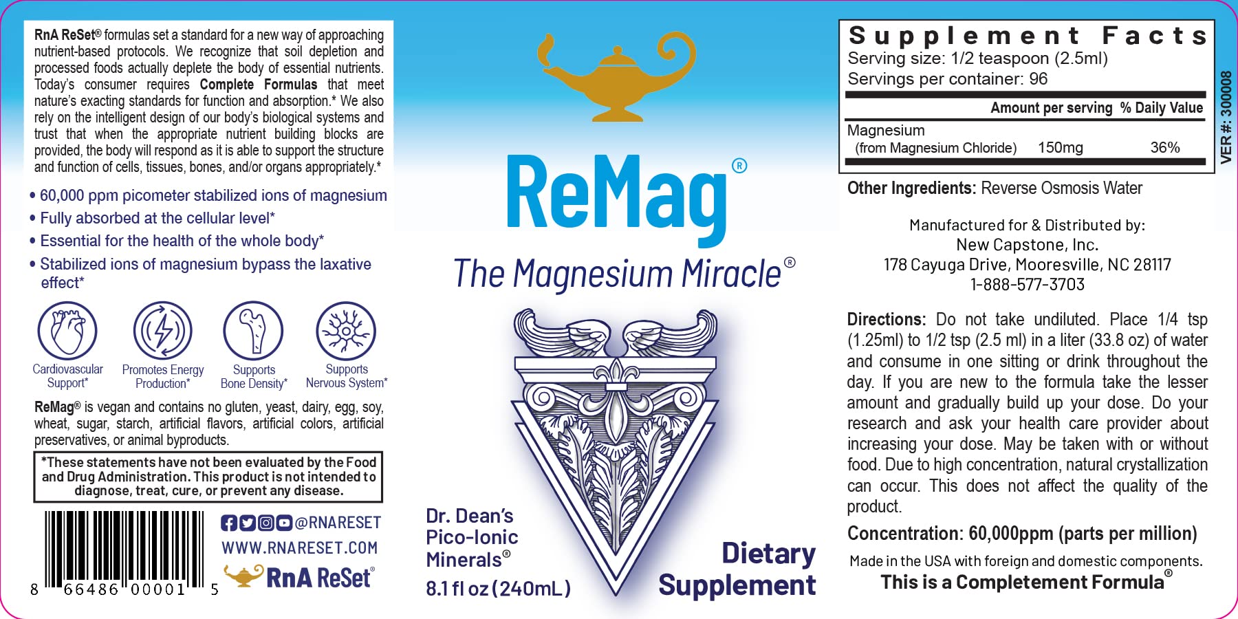 RnA ReSet Longevity Bundle - ReMag Magnesium, Vitamin C, Vitamin D & ReAline B Complex Supplement Set for Anti-Aging, Immune Support & Cellular Health | Daily Wellness Routine for Adults