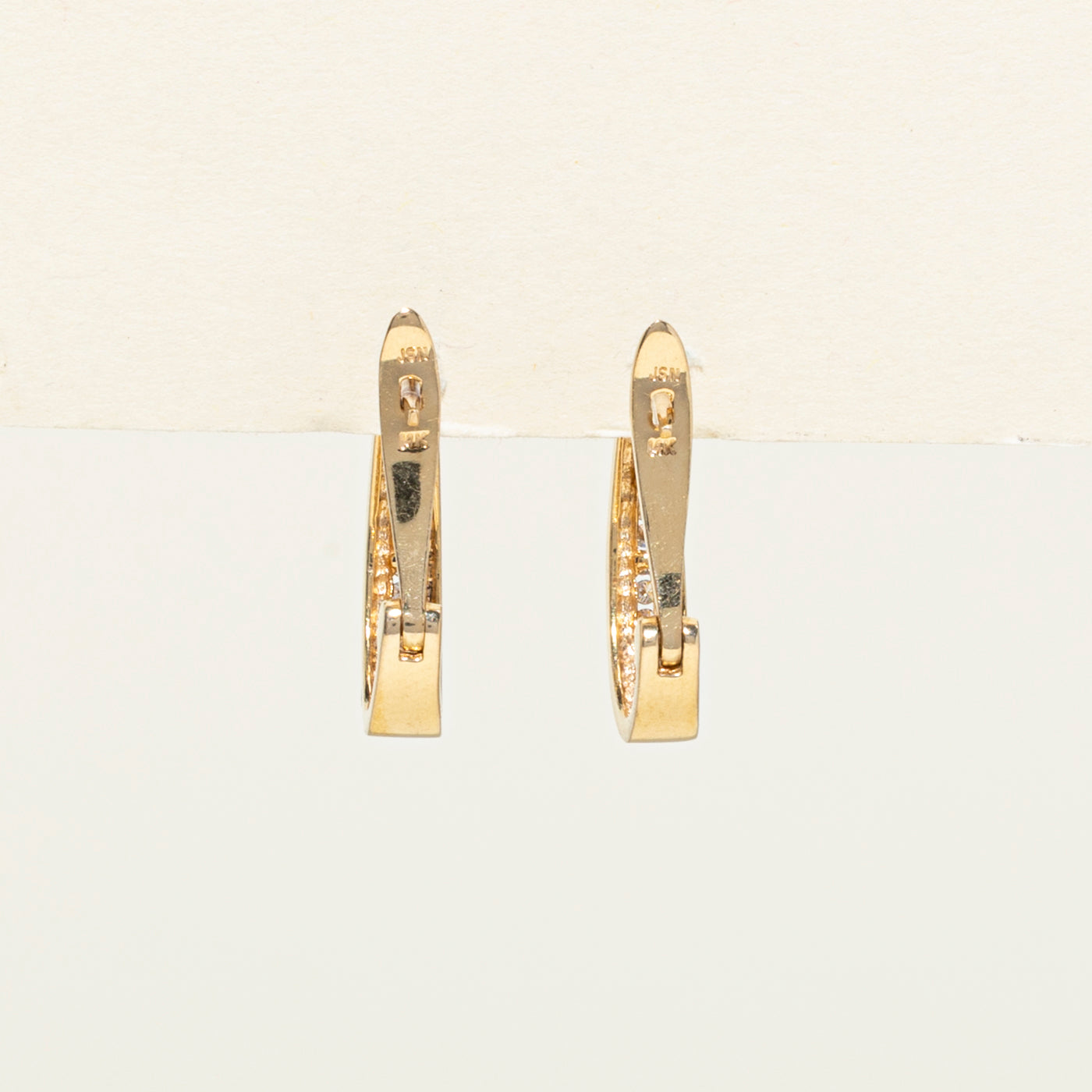 14K Gold Channel Set Diamond Hoop Earrings 0.12ctw - Elegant Everyday Jewelry for Women, Perfect for Work, Parties & Special Occasions