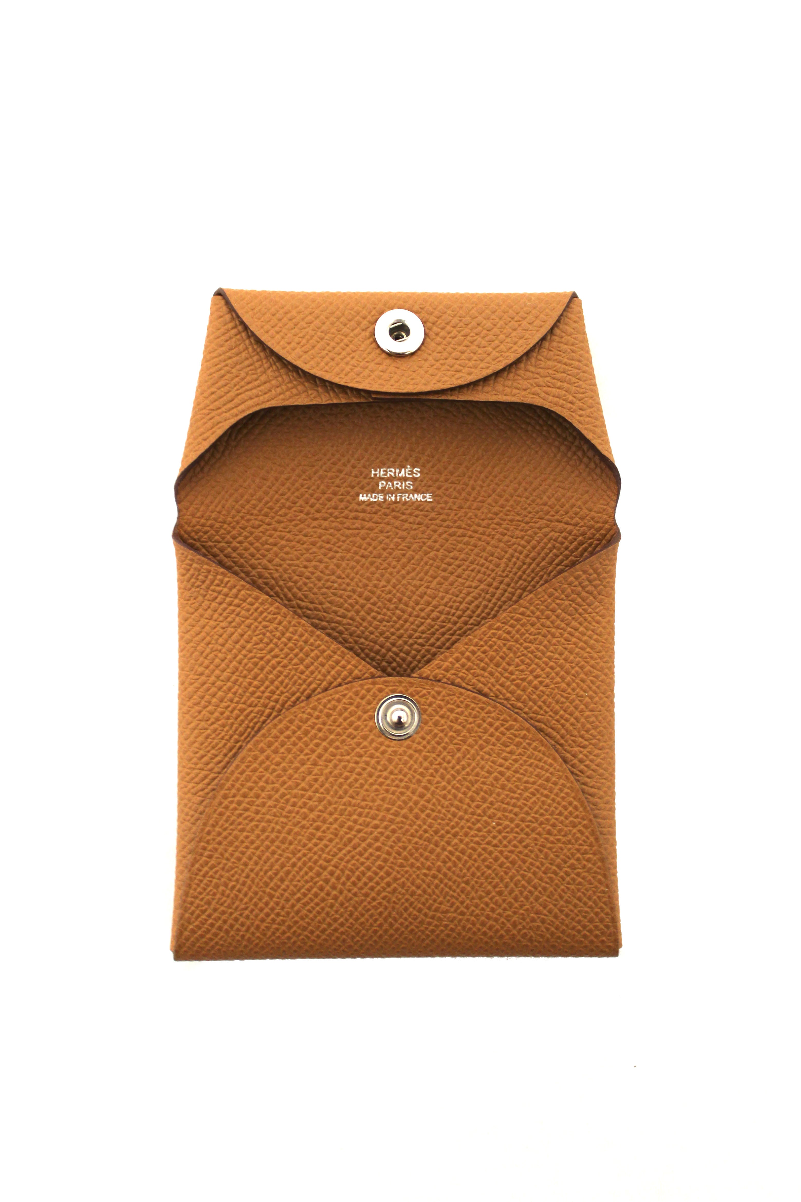 Authentic Hermes Brown Epsom Leather Bastia Coin Purse Wallet - Luxury Small Card Holder for Women, Perfect for Credit Cards & Cash (Gift Idea, Everyday Carry)