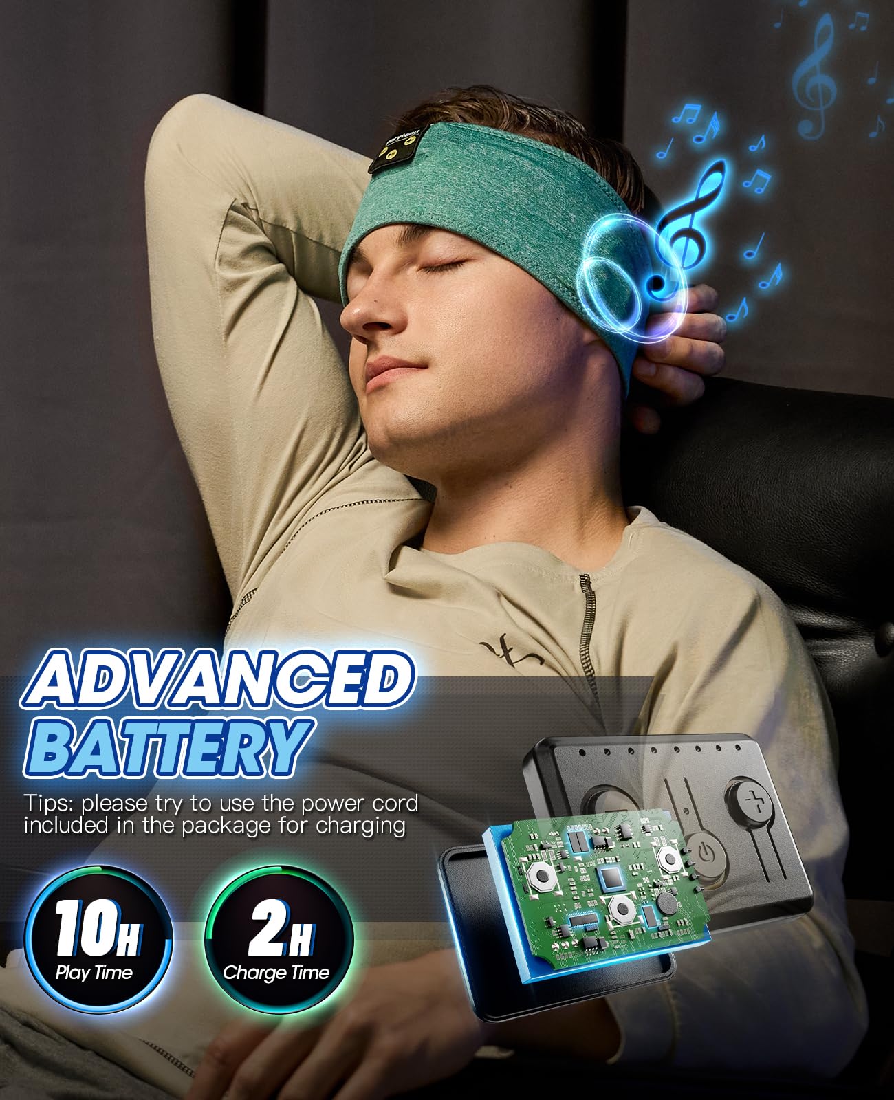 Perytong Bluetooth Sleep Headphones - Wireless Sports Headband with Ultra-Thin HD Stereo Speakers for Sleeping, Workout, Jogging, Yoga, Meditation | Comfortable for Insomnia Relief & Air Travel (Ideal for Night Use, Gym Sessions & Relaxation)