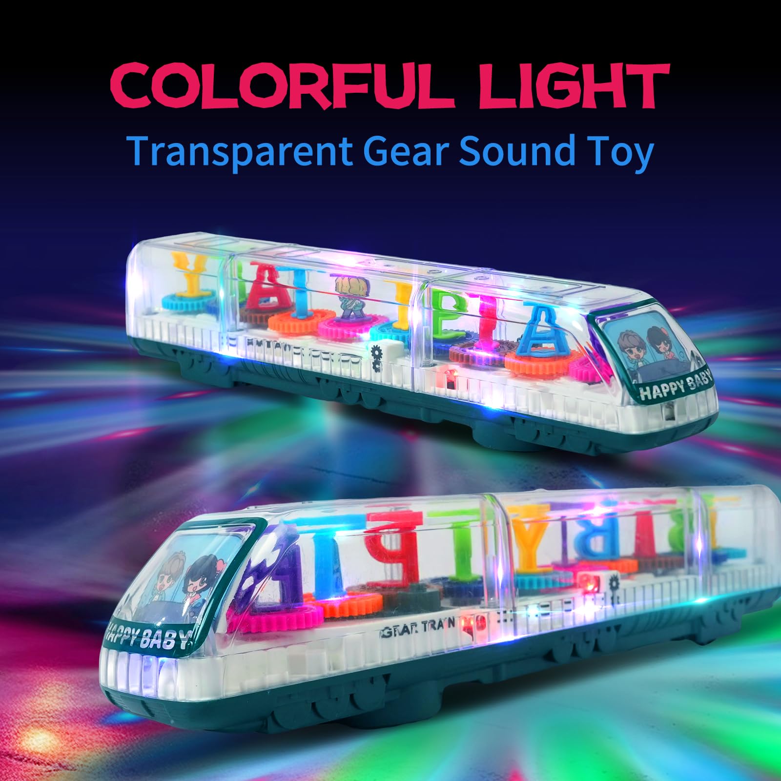 Transparent Gear Toy - High Speed Electric Train with Luminous & Musical Effects, 360° Rotating Mechanical Walking Toy for Kids | STEM Educational Learning Toy for Birthday Gifts & Classroom Activities