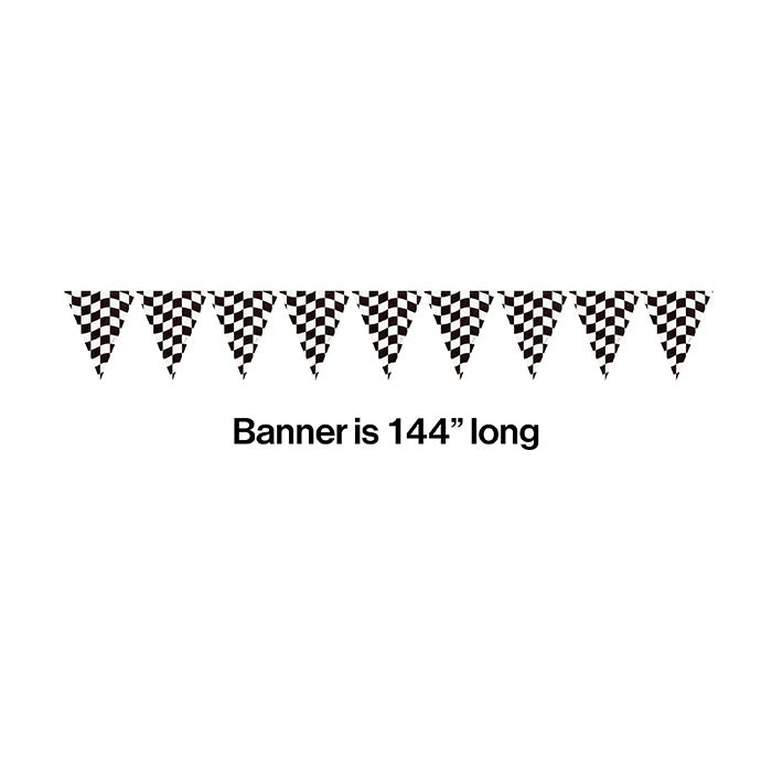 12-Piece Bulk Black and White Checkered Banners - Perfect for Parties, Weddings & Store Decorations