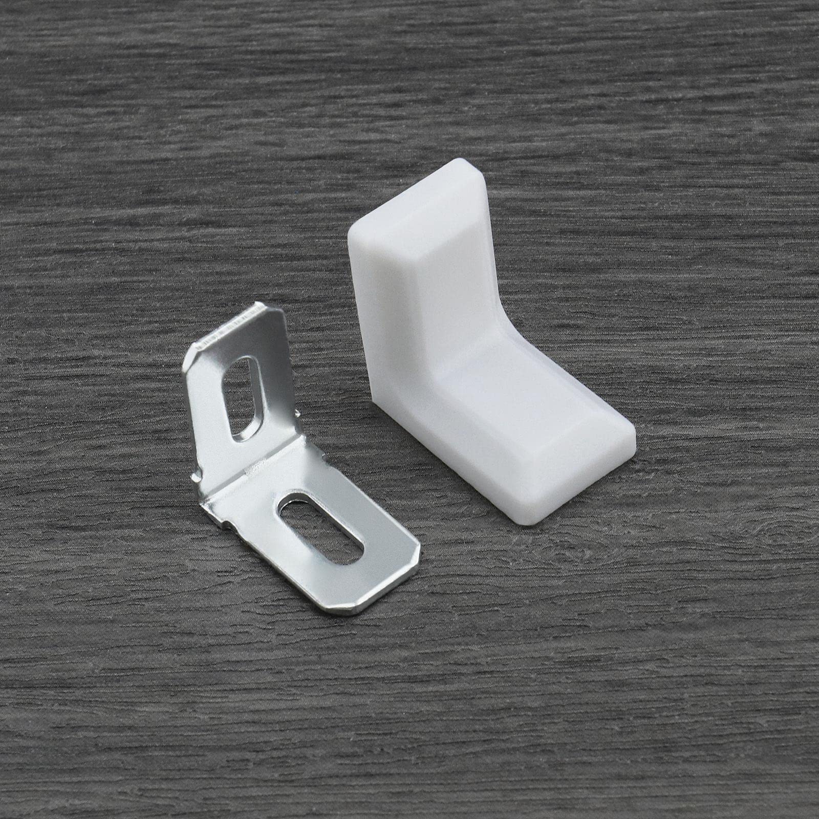 SG Store - 50 Pack L-Shaped Furniture Corner Brackets, Heavy Duty Steel with ABS Plastic Cover, White - Perfect for Bed, Table, Chair, Cabinet & DIY Furniture Assembly