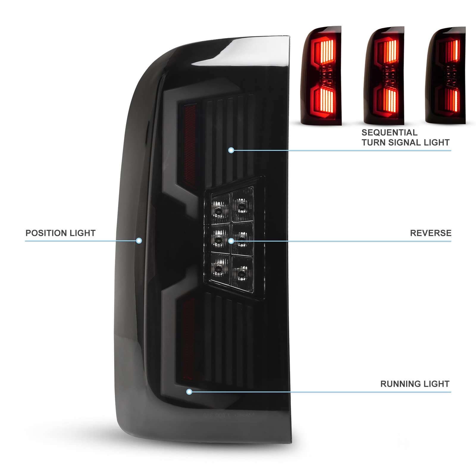 AUTOWIKI LED Taillight Assembly for 2014-2018 Chevy Silverado 1500/2500HD/3500HD - Black Smoke Lens with Dynamic LED Turn Signals - 1 Pair Replacement Tail Lights for Enhanced Visibility & Style (Perfect for Night Driving & Custom Truck Upgrades)