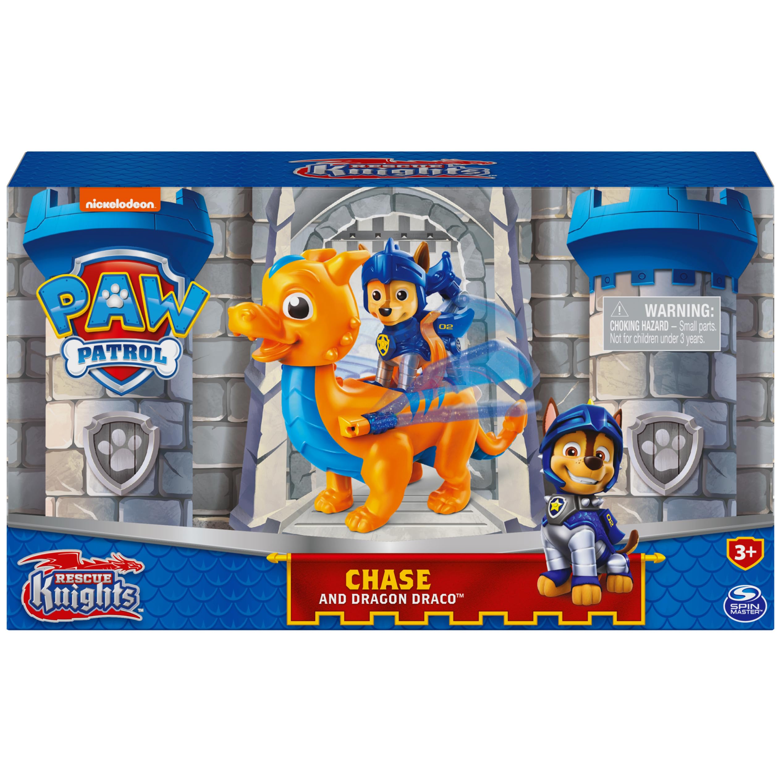 Paw Patrol Rescue Knights Chase & Dragon Draco Action Figures Set - Kids Toys for Ages 3+ | Birthday Gifts, Role Play, Adventure Storytelling