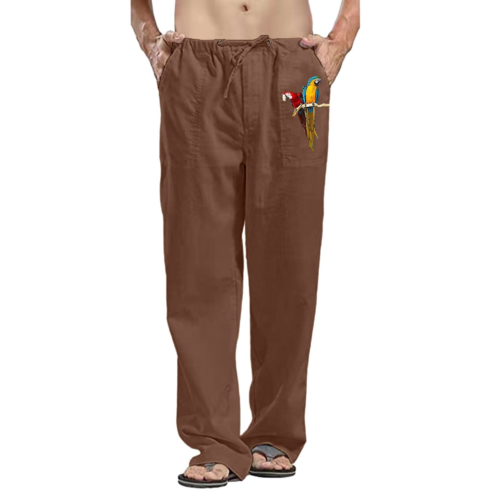 Men's Casual Cotton Linen Loose Fit Pants - Breathable Solid Color Beach Trousers for Spring & Summer | Perfect for Outdoor Activities, Travel and Relaxation