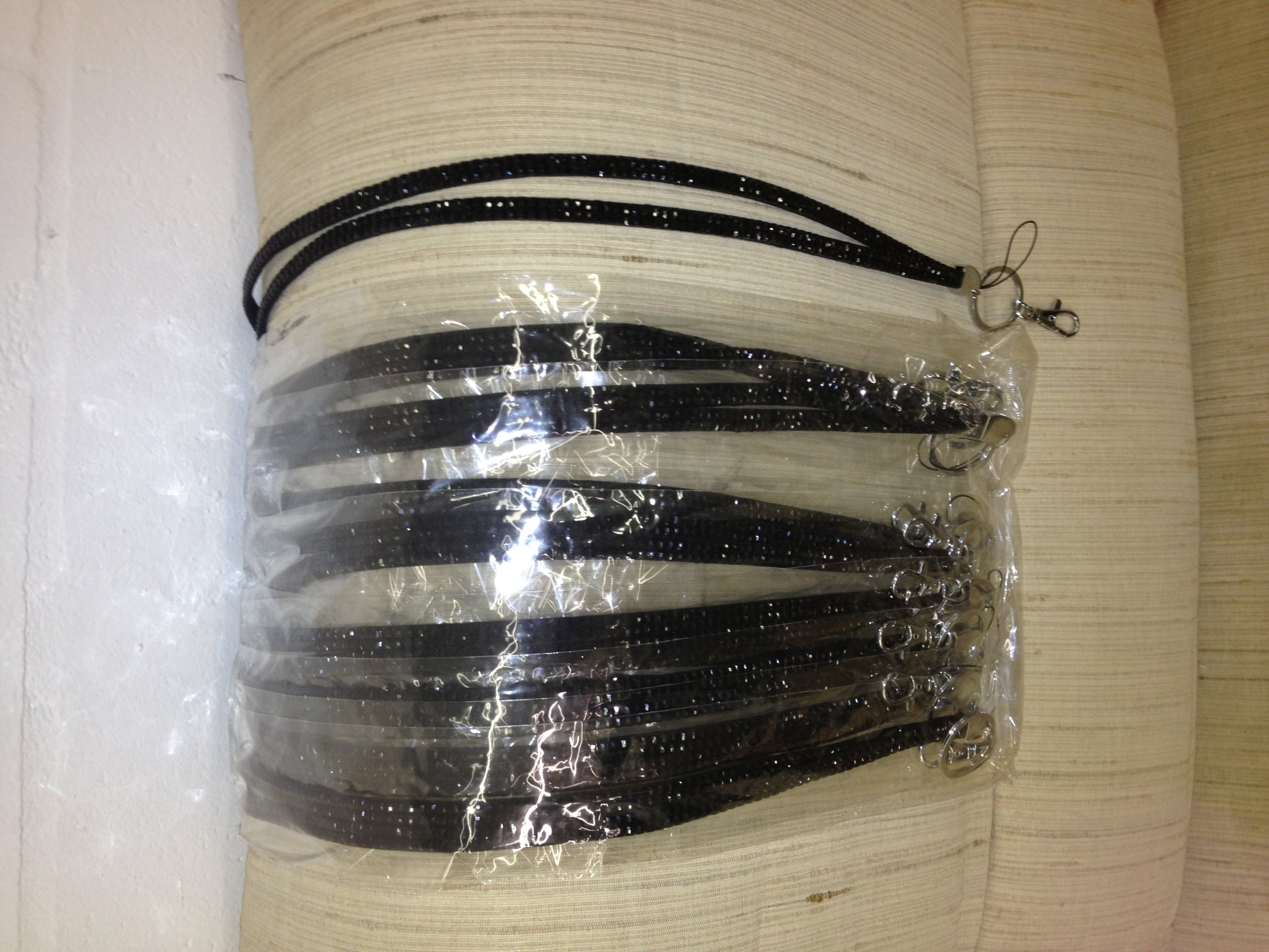 Black Rhinestone Crystal Lanyard with Key Holder for ID Badge - Office & Event Use