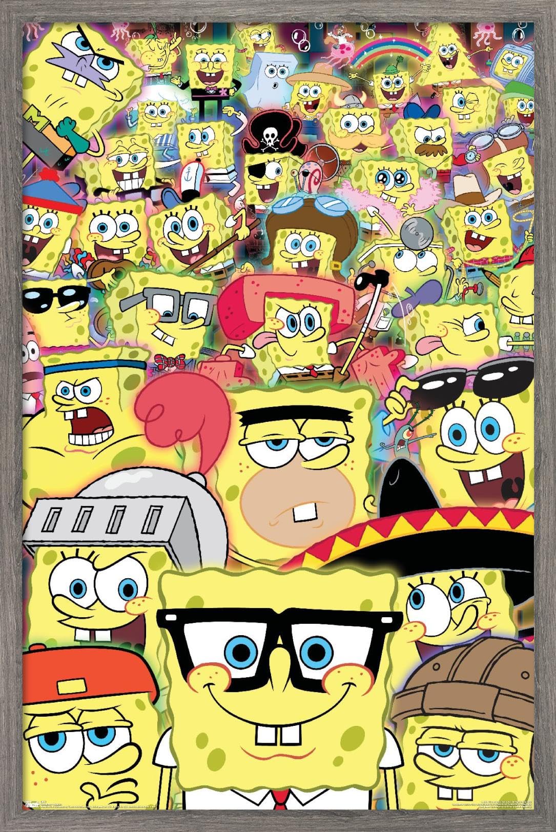 Trends International Nickelodeon Spongebob Disguise Wall Poster - 22.375 x 34 Inches, Barnwood Framed Version - Perfect for Kids' Room Decor, TV Show Themed Bedroom, and Cartoon Lover Gifts