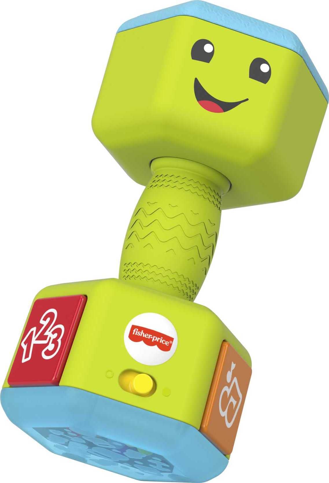 Fisher-Price Laugh & Learn Countin’ Reps Dumbbell Rattle Toy - Interactive Baby Toy with Lights & Music for Infants 6+ Months | Early Learning, Motor Skills Development, Playtime Fun