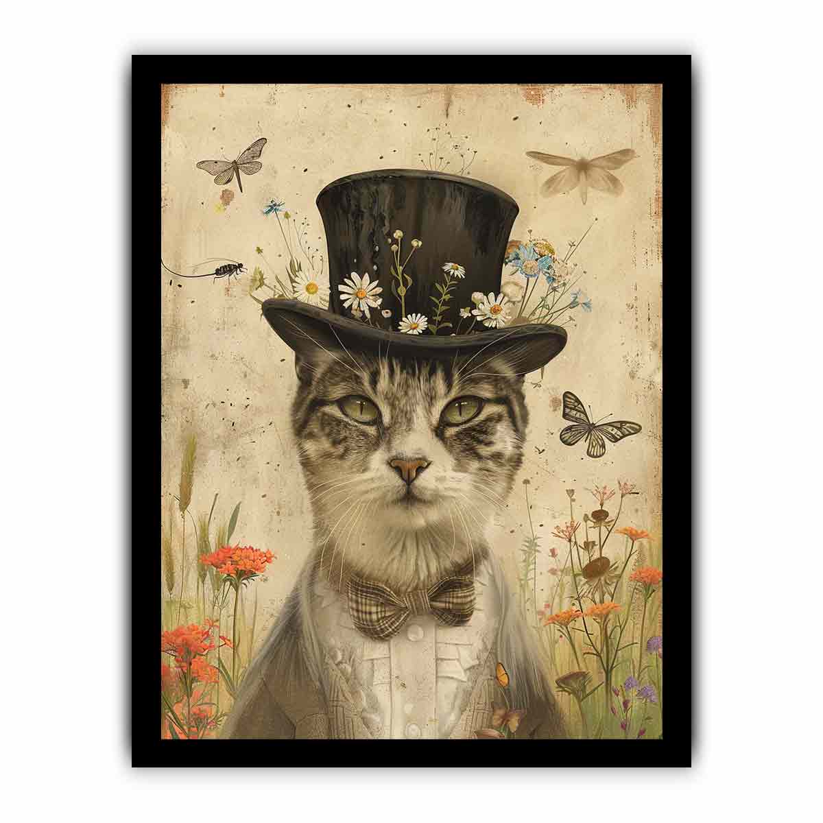 Stylish Cat Framed Print - Premium Wall Art Decor for Living Room, Bedroom & Office - Perfect Gift for Cat Lovers