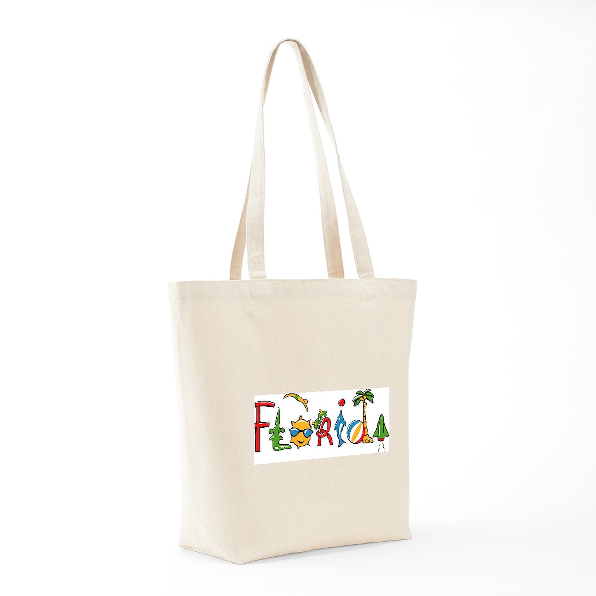 Florida Spirit Natural Canvas Tote Bag - Eco-Friendly Reusable Grocery Shopping Bag for Beach, Market & Daily Use