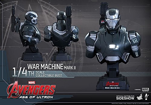 Hot Toys Avengers: Age of Ultron War Machine Mark 2 1/4 Scale Bust - Premium Painted Collectible Figure for Marvel Fans & Display Decor