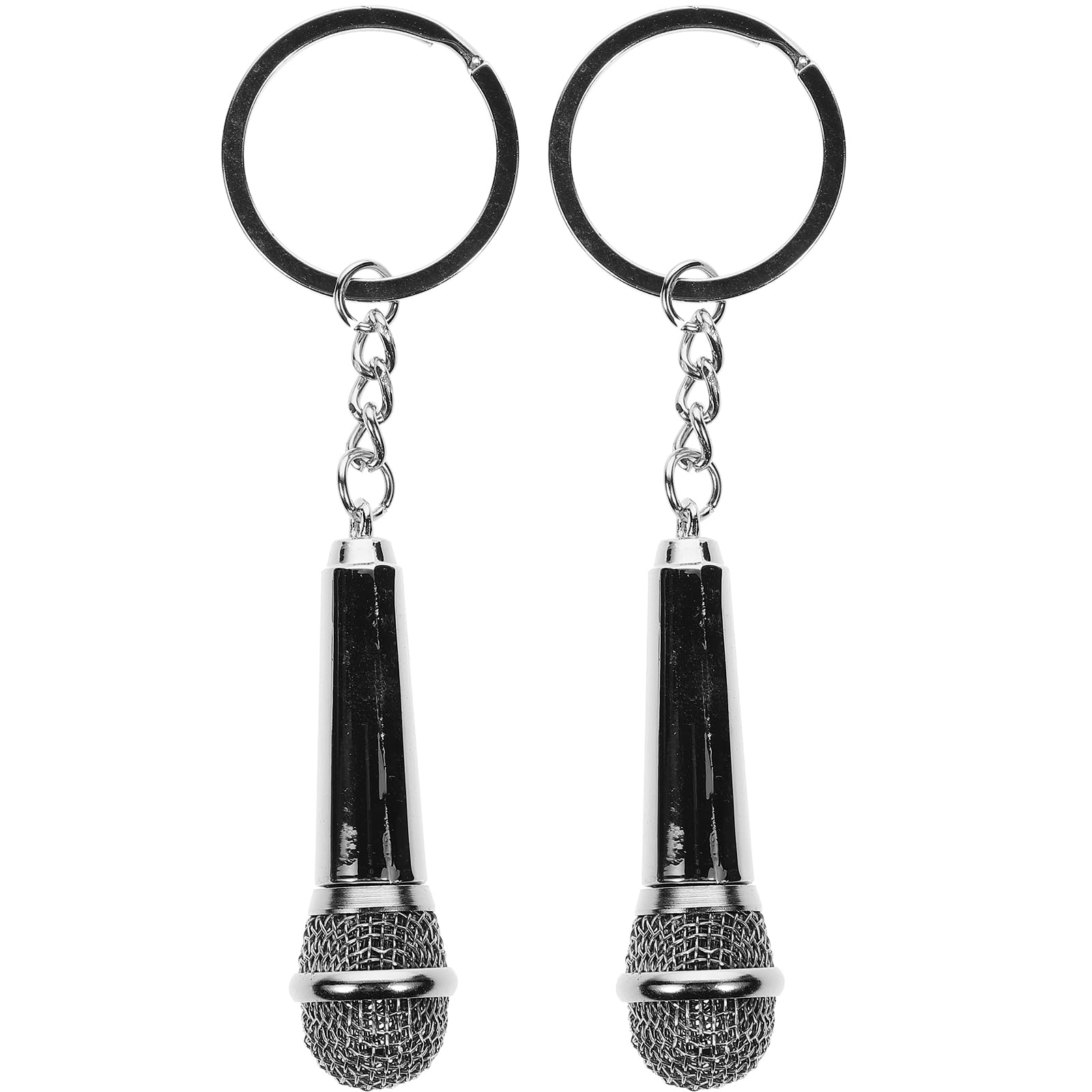 FOMIYES 2 Pack Cute Microphone Keychain - Mini Music Note Keyring for Purse, Bag & Keys - Perfect Party Favors & Gifts for Musicians & Music Lovers - Great for Concerts, Karaoke Nights & Music Themed Events