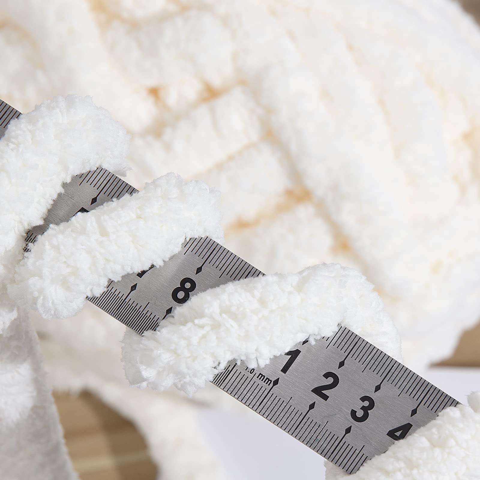 HOMBYS White Chunky Chenille Yarn for Crocheting & Knitting - Super Soft Bulky Fluffy Plush Yarn (8 Jumbo Skeins, 27 Yards Each) - Perfect for Handmade Blankets, Scarves, and Cozy Home Decor