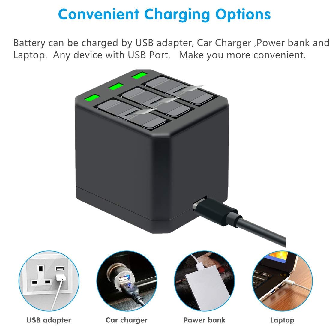 GoPro Hero 7/6/5 Replacement Battery 3-Pack with Charger - 1500mAh Extended Life Battery & Protective Case Bundle - Perfect for Travel, Vlogging & Outdoor Adventures (Compatible with Hero 7 Black, Hero 6, Hero 5)