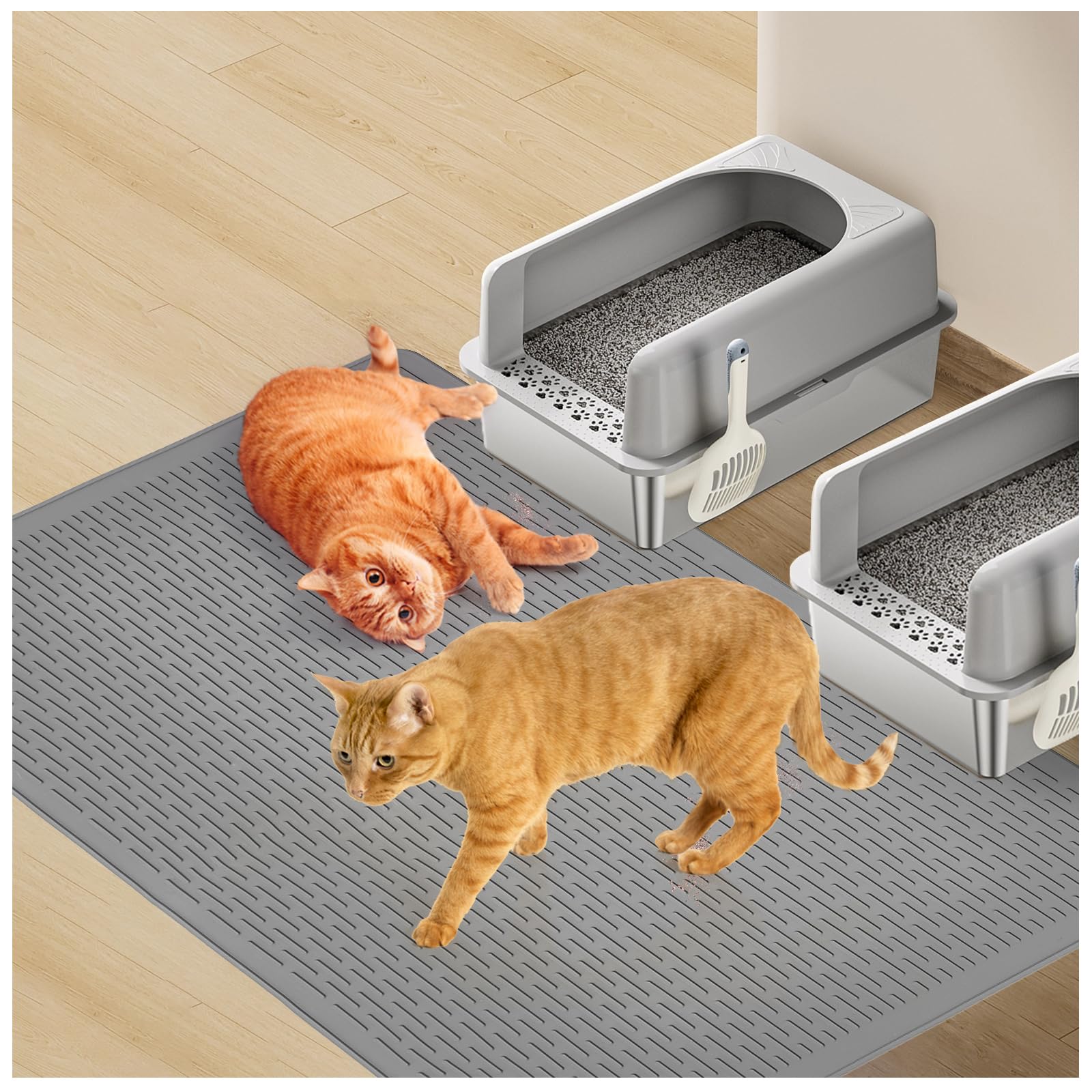 **Waterproof Cat Litter Mat - 39x27in Large Washable Rubber Litter Box Mat for Indoor Floors | Traps Litter & Easy to Clean | Soft & Durable for Kittens & Cats | Perfect for Homes & Apartments**