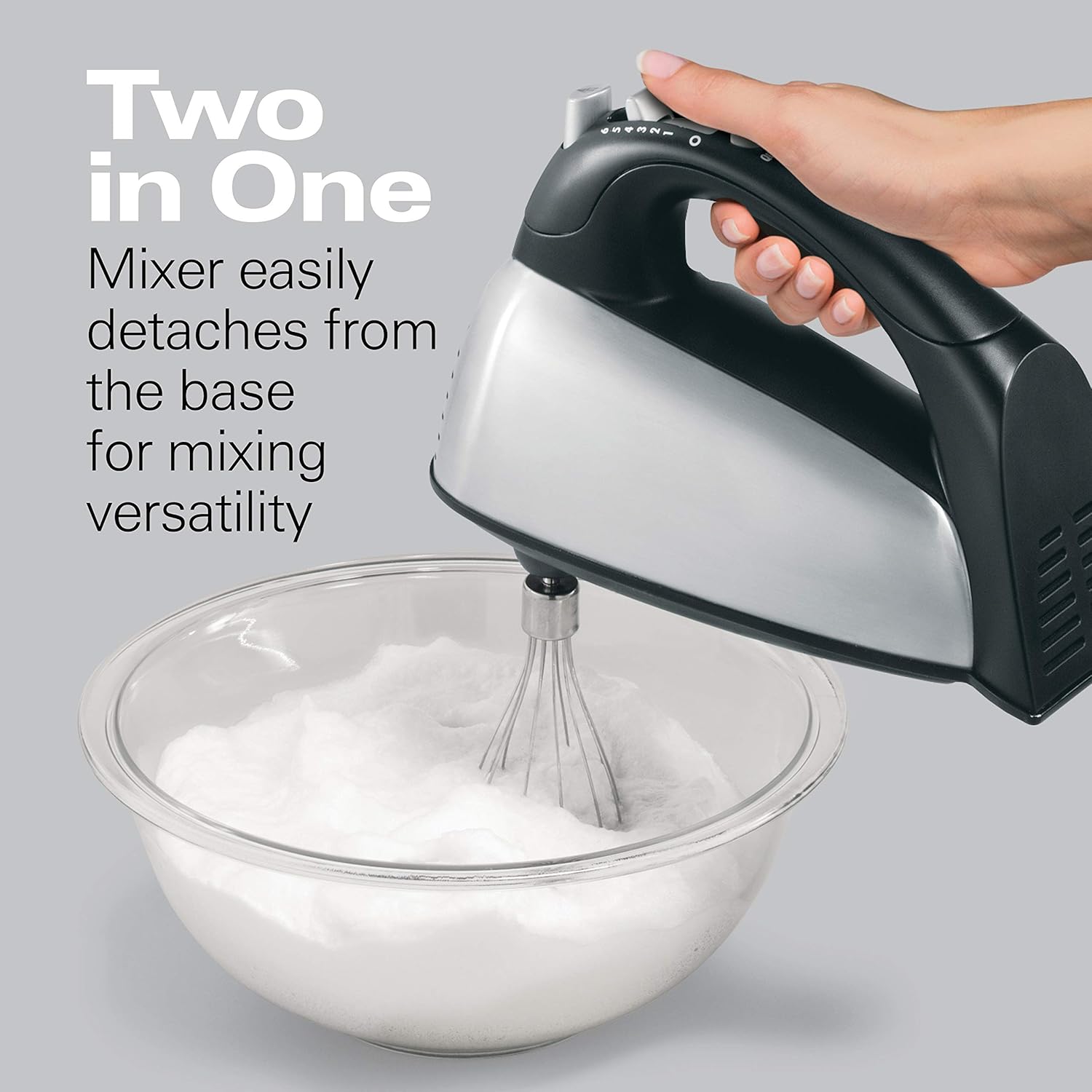 Hamilton Beach Classic Hand and Stand Mixer - 5-Speed, 250W Power, Black & Stainless Steel - Perfect for Baking Cakes, Cookies, and Dough at Home