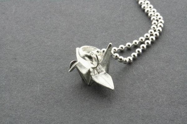 Origami Crane Pendant Necklace - 45cm Ball Chain - Japanese Paper Crane Jewelry for Gifts, Weddings & Special Occasions