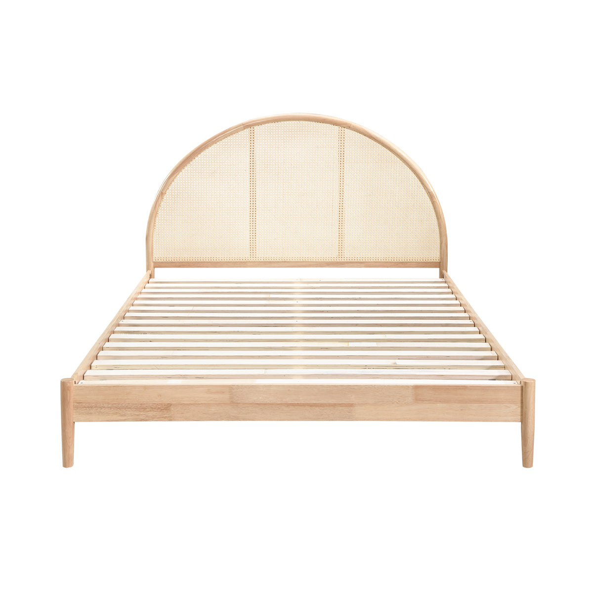 Avery Arch Rattan Queen Bed Frame - Solid Oak Wood, Natural Woven Rattan Headboard - Perfect for Bedroom, Guest Room, or Vacation Home Decor