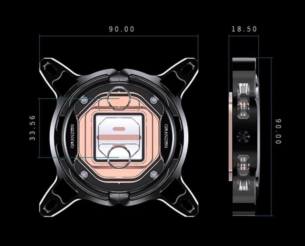 Granzon GAI0.1 CPU Water Cooling Block for Intel LGA 115x/1200/20xx Sockets - High Performance Black POM Liquid Cooling Solution - Perfect for Gaming PCs and Overclocking Rigs