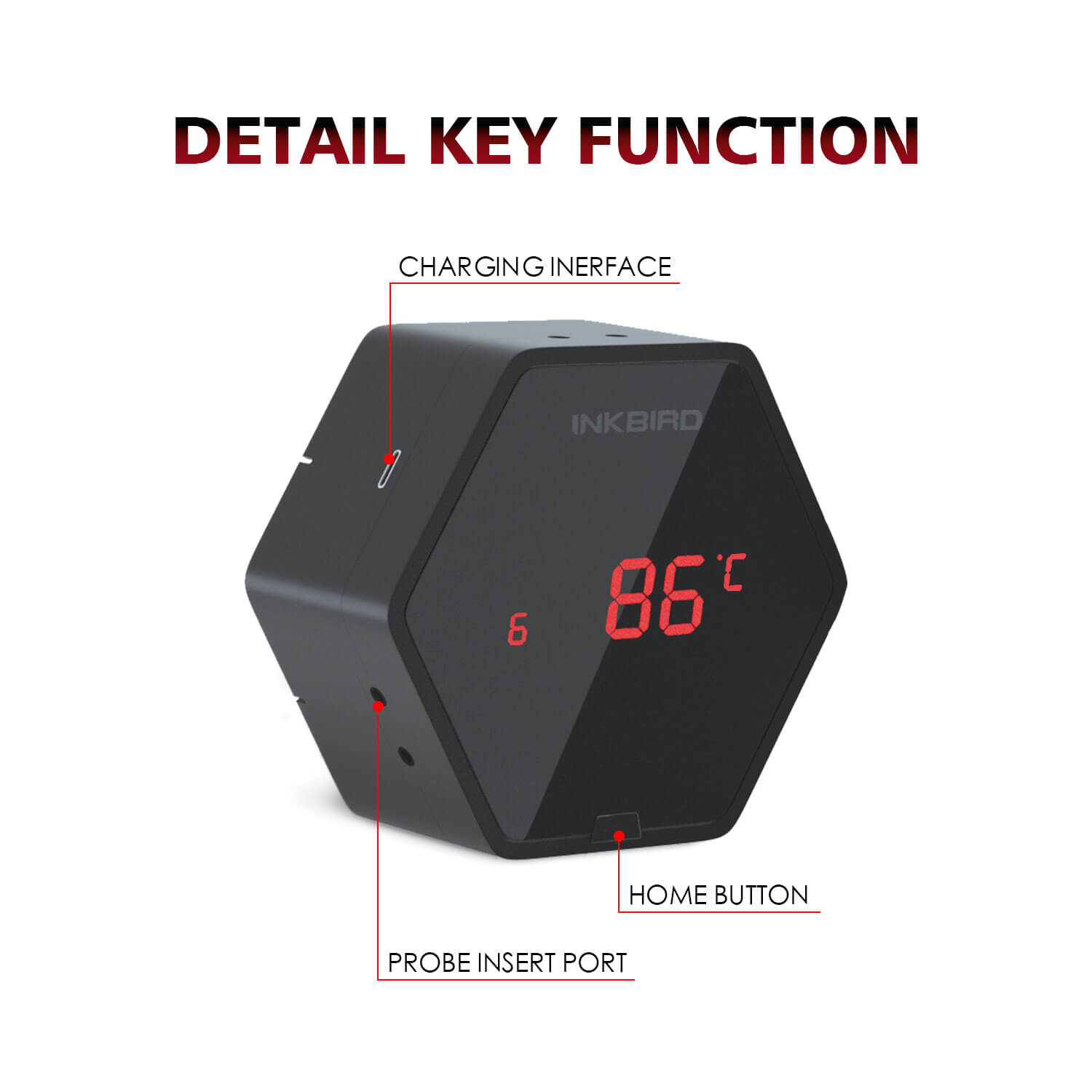 Wireless Bluetooth BBQ Thermometer IBT-6XS - Smart Meat Temperature Probe for Grilling, Smoking & Cooking