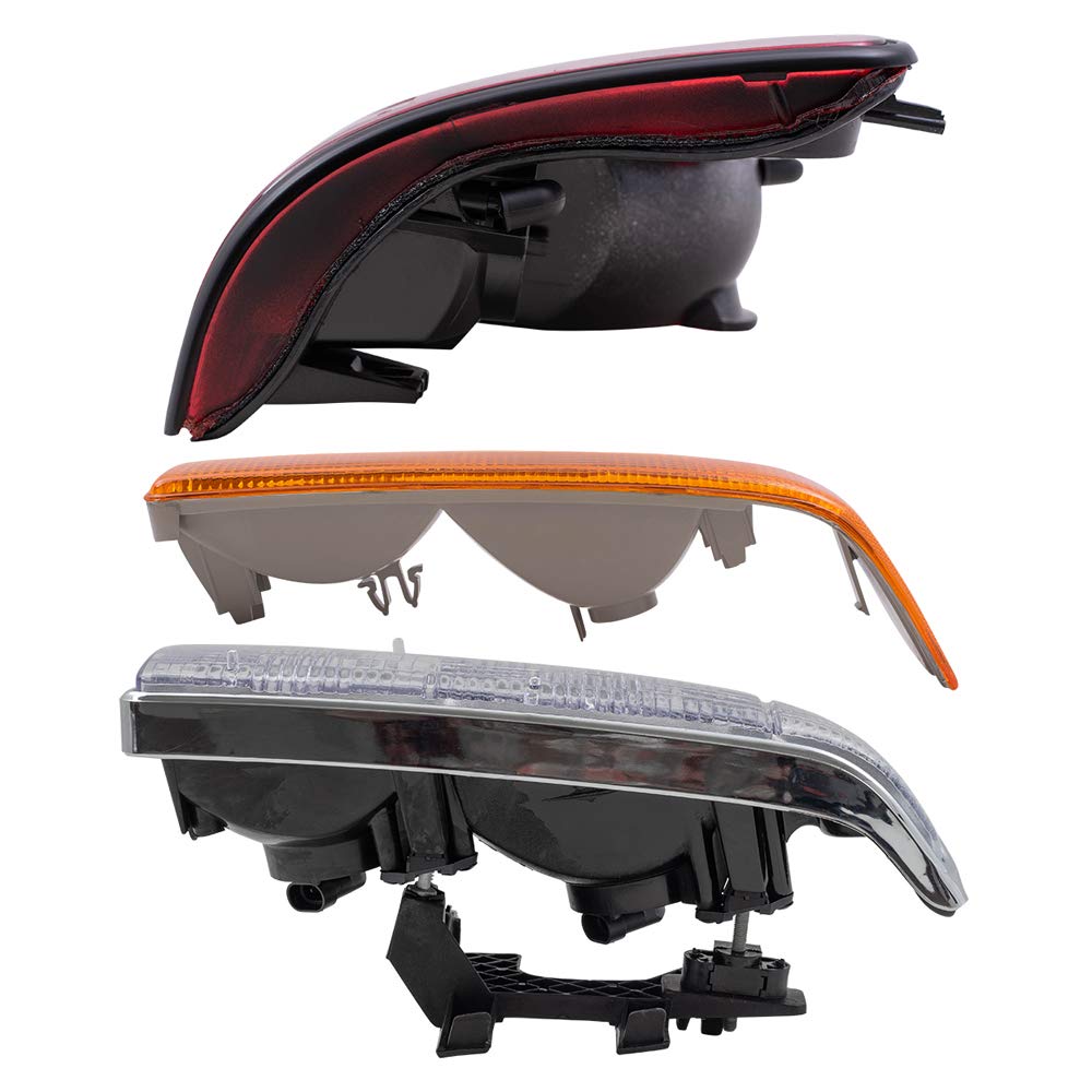 Brock Replacement Headlights & Signal Lights - 6 Piece Set for 1998-2004 Chevy S10 (Driver & Passenger Side, Black Edge, No Fog Lights) - Perfect for Night Driving & Vehicle Restoration Projects
