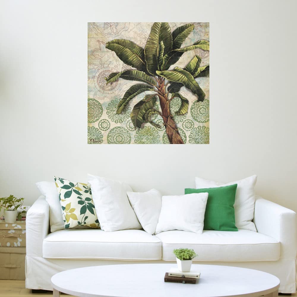 Paul Brent Delray Palm IV Fine Art Canvas Wall Decor - 22x22 Inches Ready to Hang - Perfect for Living Room, Bedroom, Bathroom, Kitchen, Office, Bar & Dining Room - Tropical Beach Theme Home Decor