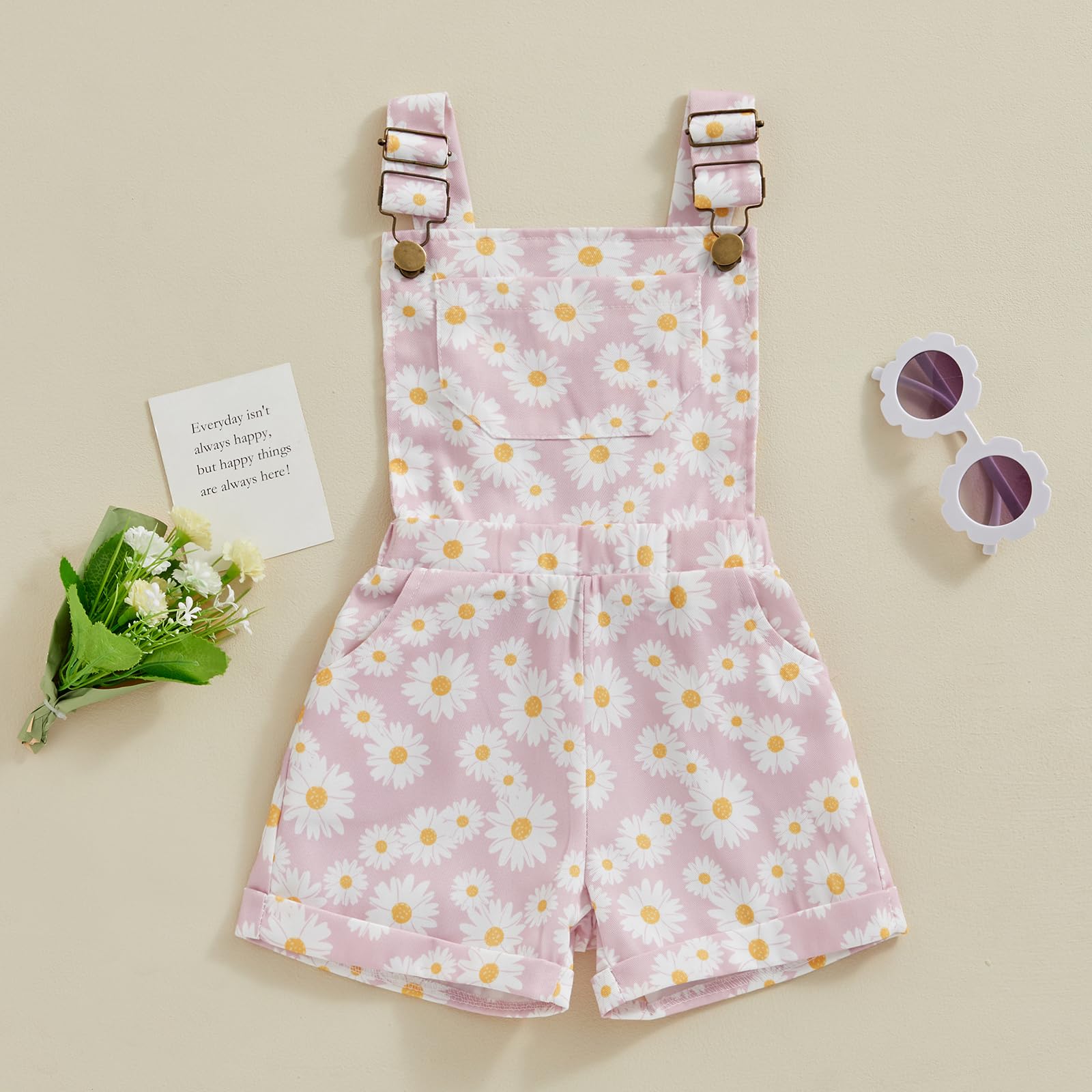 Sunflower Overalls for Toddler Girls - Sleeveless Daisy Jumpsuit & Floral Bodysuit - Summer Baby Clothes for Playdates, Beach Trips, and Outdoor Adventures