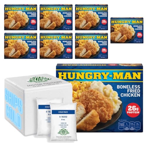 Salutem Vita Hungry-Man Boneless Fried Chicken Frozen Dinner - 16 oz (Pack of 8) | Quick & Easy Microwave Meal for Busy Weeknights, Office Lunches & Family Dinners