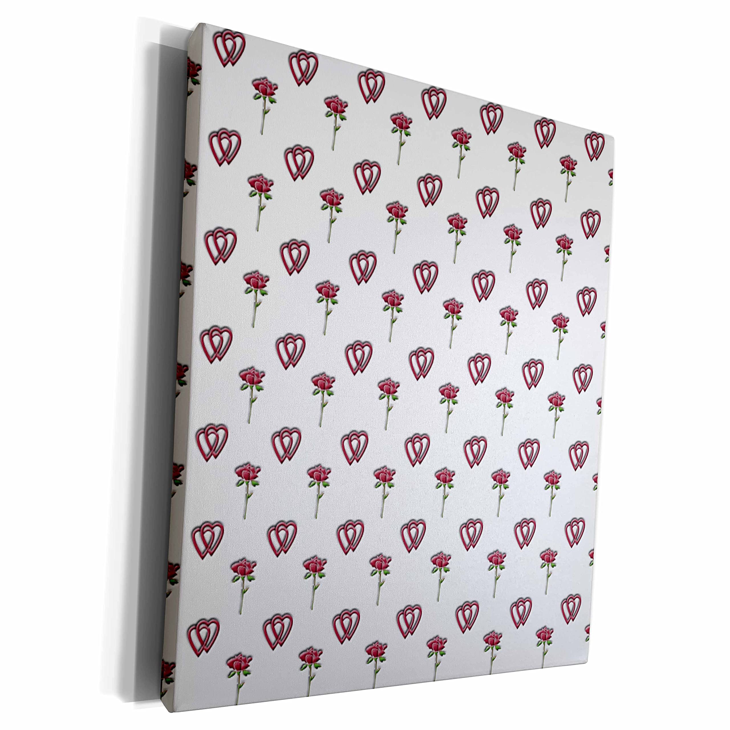 3D Rose Small Entwined Red Hearts and Red Rose on Light - Museum Grade Canvas Wrap Art Print (cw_35993_1) - Perfect for Valentine's Day Decor, Romantic Bedroom Wall Art, and Anniversary Gifts