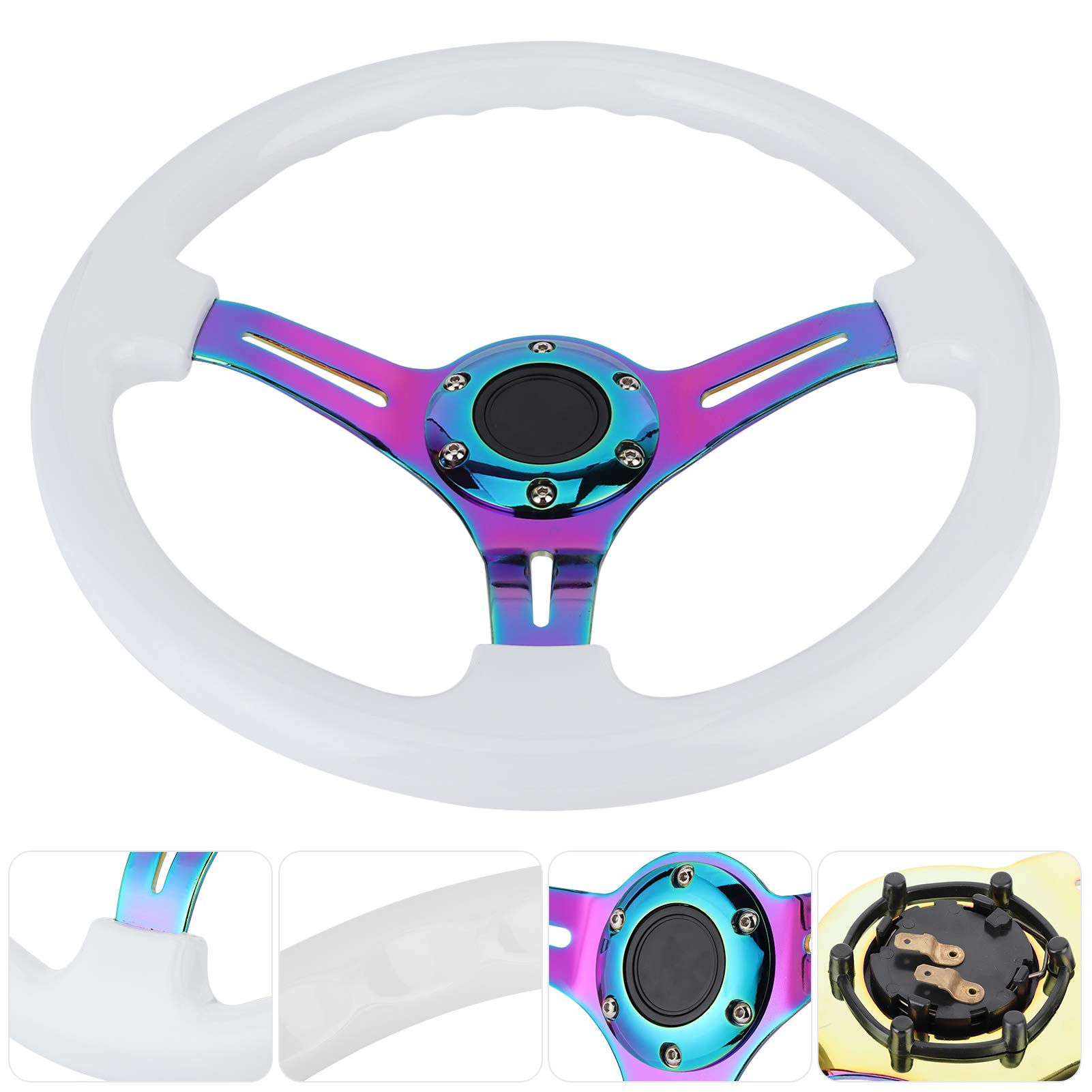 6 Hole Racing Steering Wheel - 14in ABS Drifting Wheel with Colorful Spokes, Universal Fit for Cars - Perfect for Drifting, Racing & Custom Car Upgrades