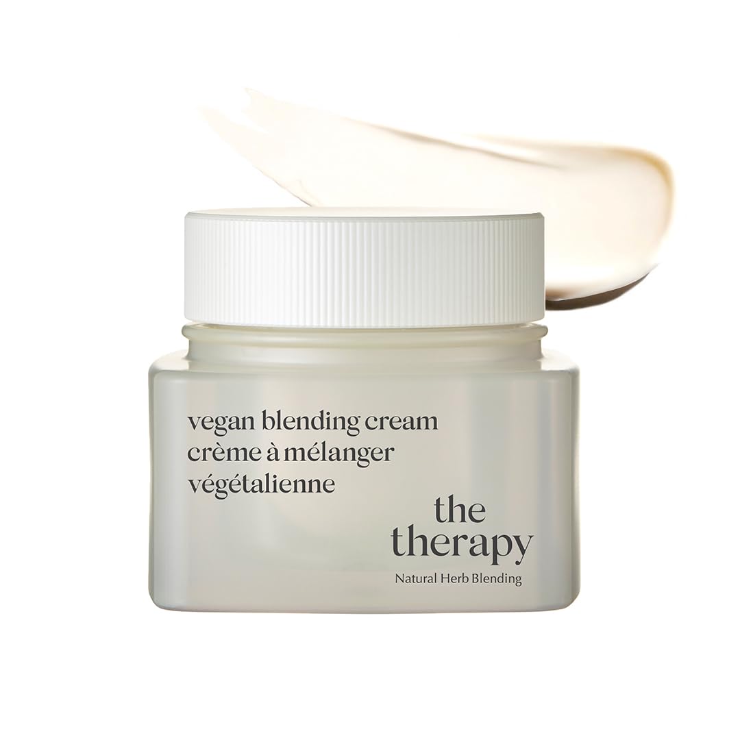 The Face Shop The Therapy Vegan Blending Cream - Organic Anti-Aging Face Moisturizer for Elasticity & Hydration | 2-in-1 Gel-Cream Formula | Cruelty-Free, Refillable K-Beauty Skincare | Perfect for Daily Routine & Night Care