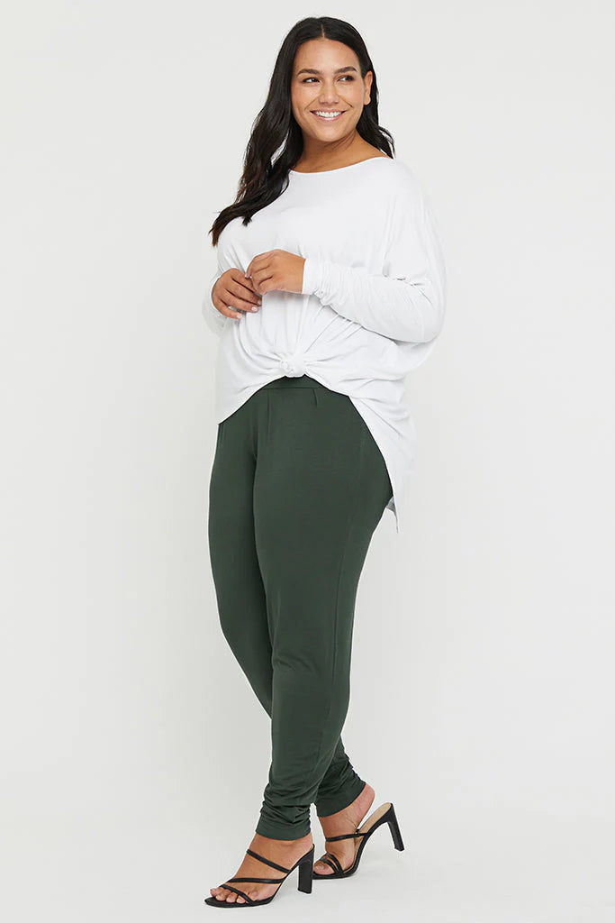Eco-Friendly Bamboo Slouch Pants for Women - Soft & Comfortable Forest Green Lounge Pants | Perfect for Yoga, Meditation, and Relaxing at Home
