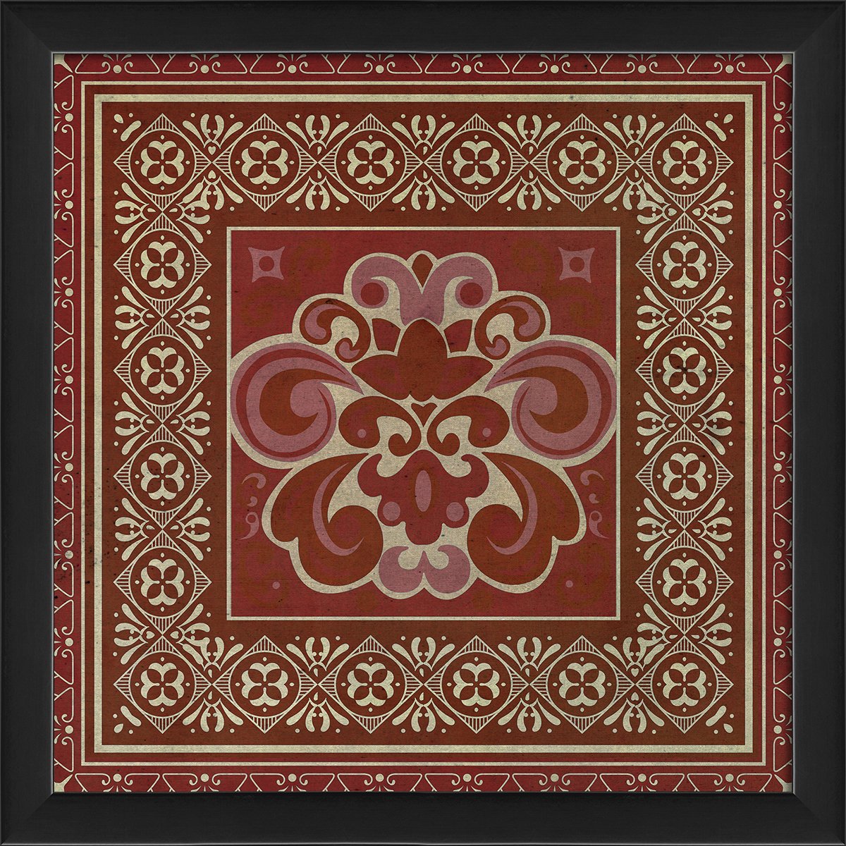 Tile 4 Ready to Hang Wall Art - Vibrant Red Canvas Painting for Living Room, Bedroom & Office Decor