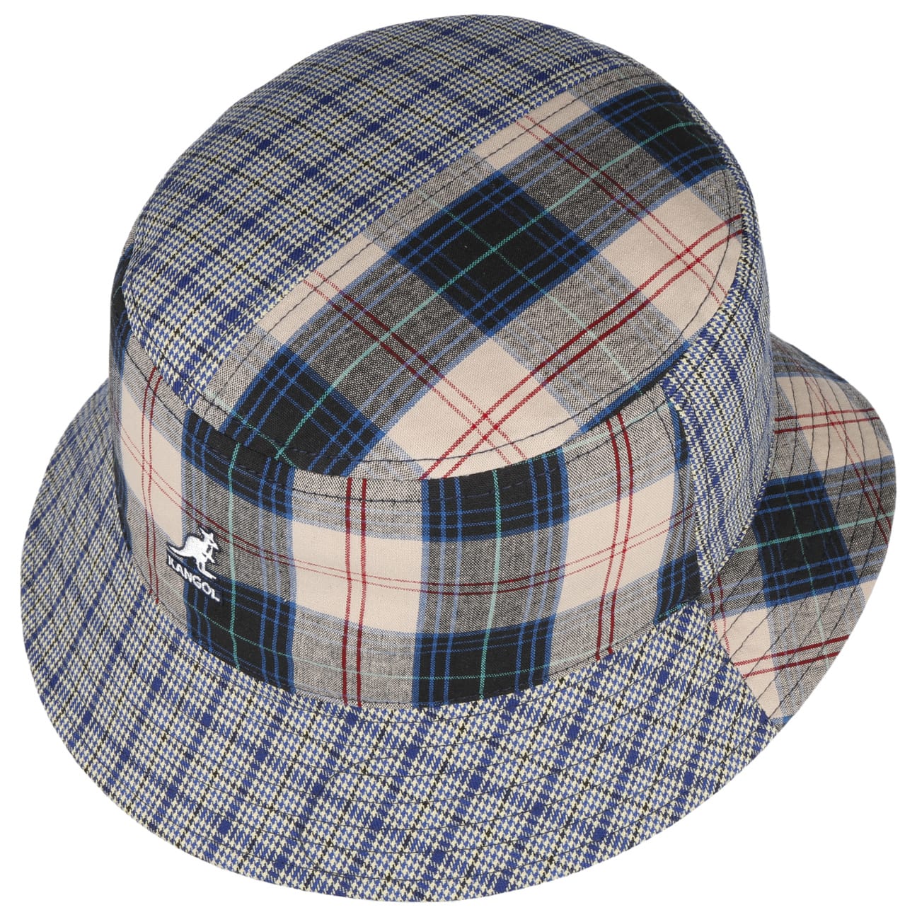 Kangol Plaid Mashup Bucket Fishing Hat for Men & Women - UV Protection Outdoor Sun Hat for Fishing, Hiking, Camping & Beach Activities