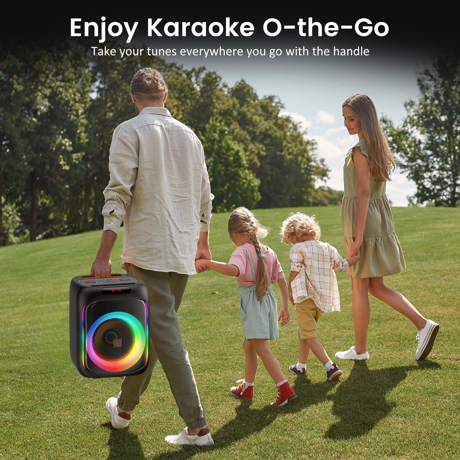 Wireless Karaoke Machine with 2 Microphones - Bluetooth Party Speaker, Dual HD Stereo Sound, TWS/TF/USB Support (T16-T) - Perfect for Home Parties, Family Gatherings & Entertainment