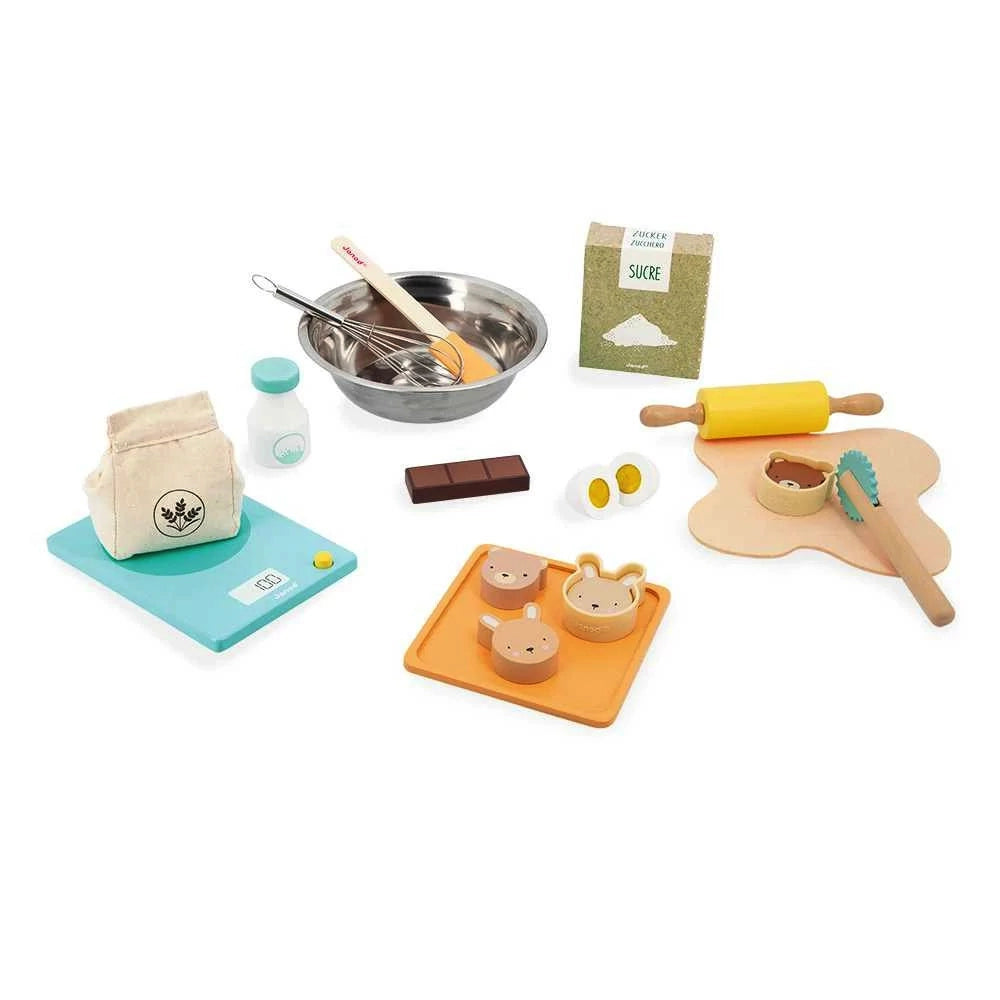 Janod My Pastry Workshop - Wooden Baking Playset for Kids with 30+ Accessories | Pretend Play Kitchen Toy for Toddlers & Preschoolers | Perfect for Birthday Gifts & Role-Playing Fun