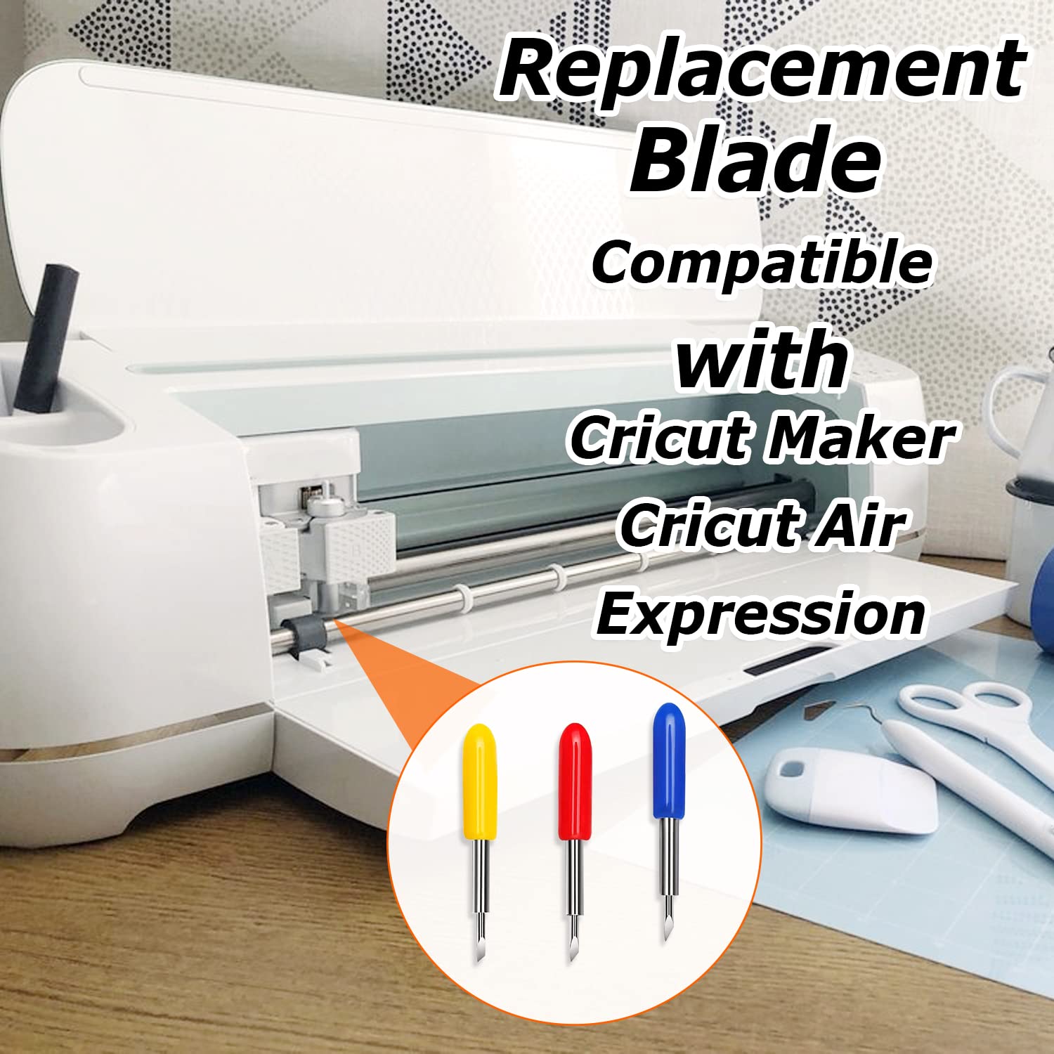 60-Pack 30 Degree Fine Point Replacement Blades for Cricut Explore Air/Air 2/Air 3/Maker/Maker 3 - Compatible Vinyl Cutting Machine Blades for DIY Crafts, Scrapbooking & Home Decor Projects