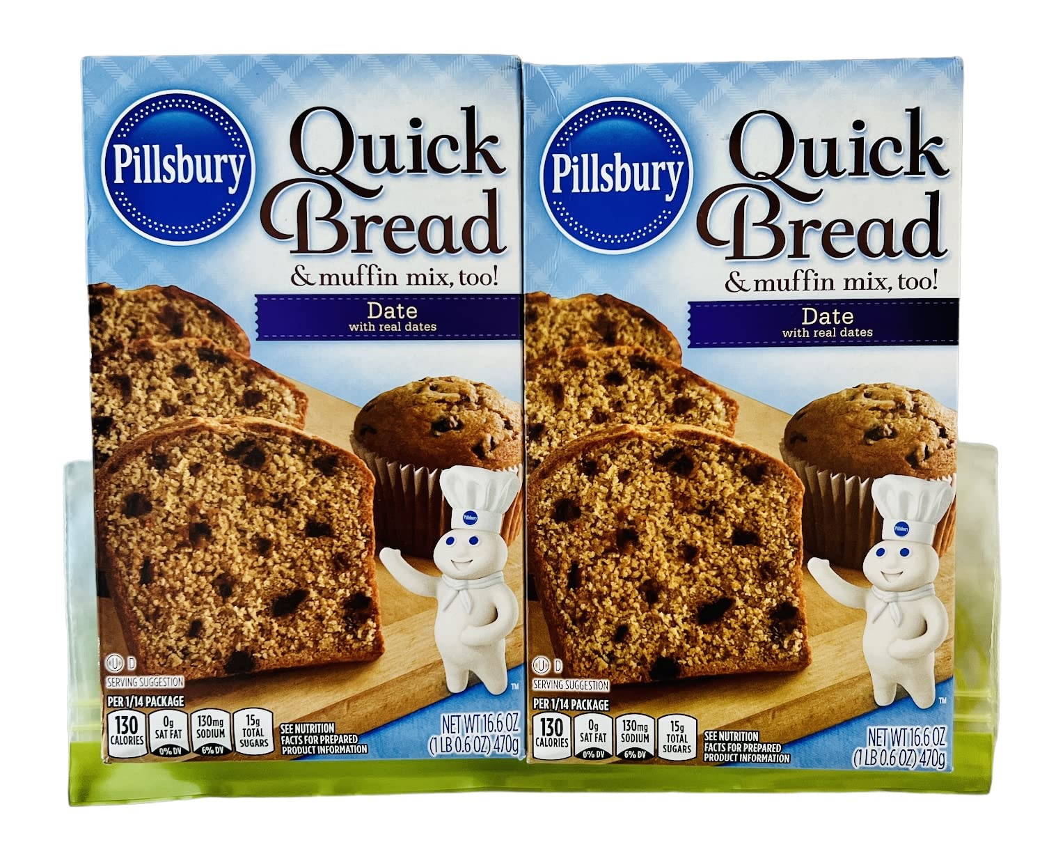 Pillsbury Date Quick Bread & Muffin Mix Bundle - 2 Pack with Free Reusable Storage Bag | Perfect for Baking, Breakfast, Snacks & Holiday Gifts
