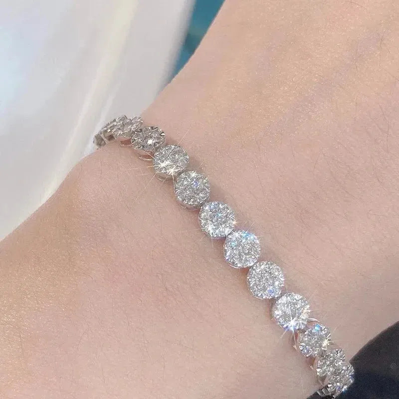 18K White Gold 4.80ct Round Diamond Bracelet for Women | Luxury Wedding Engagement Party Jewelry | Elegant Gift for Anniversary, Valentine's Day & Special Occasions
