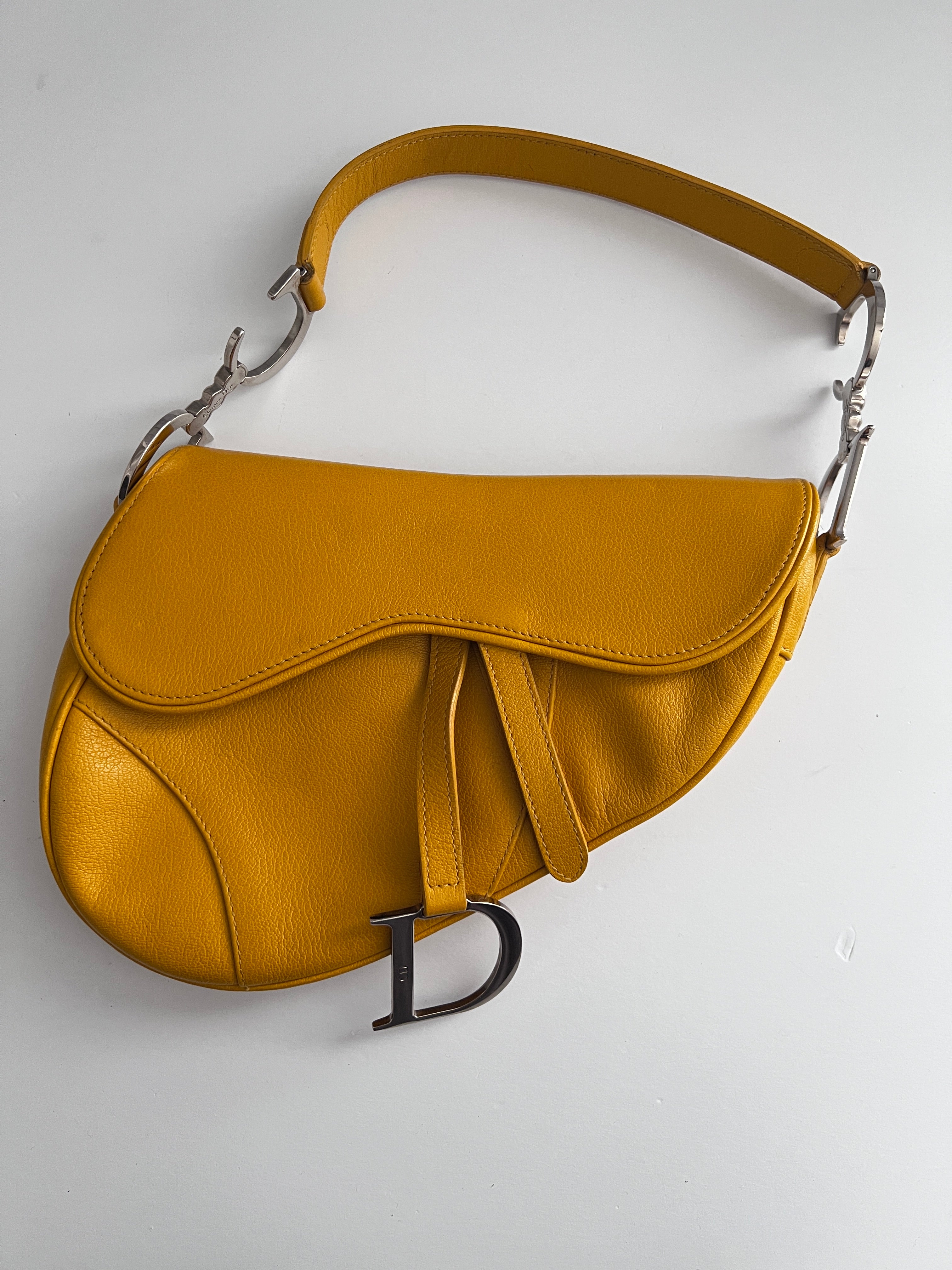Dior Mustard Leather Saddle Bag for Women | Luxury Designer Handbag | Perfect for Work, Travel & Evening Events